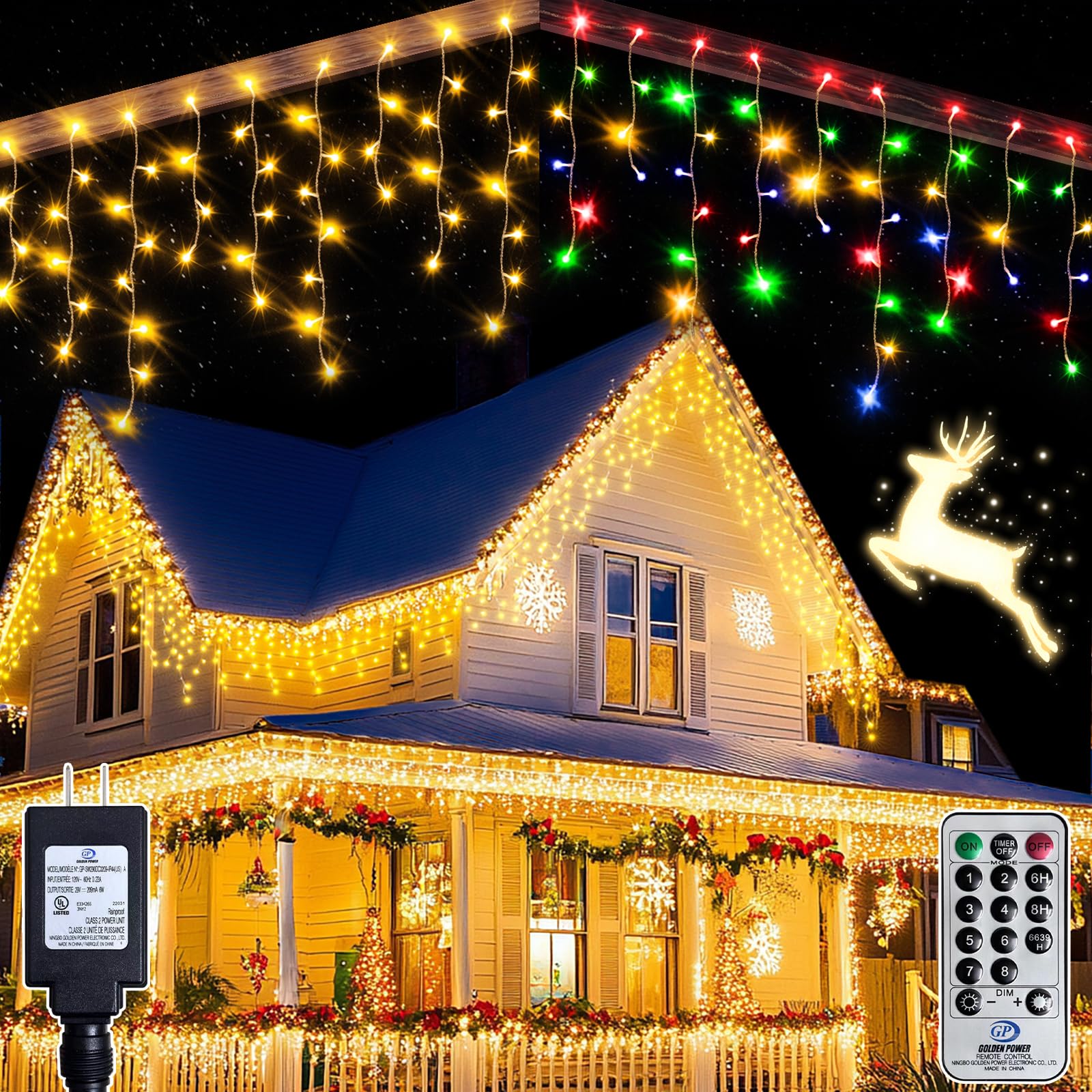 Soagrc 32Ft Christmas Icicle Lights, 396 Led Outdoor/Indoor Warm White To Multicolor Fairy Lights With 11 Modes, Plug-In Waterproof String Lights For Holiday, Wedding, Garden Decorations