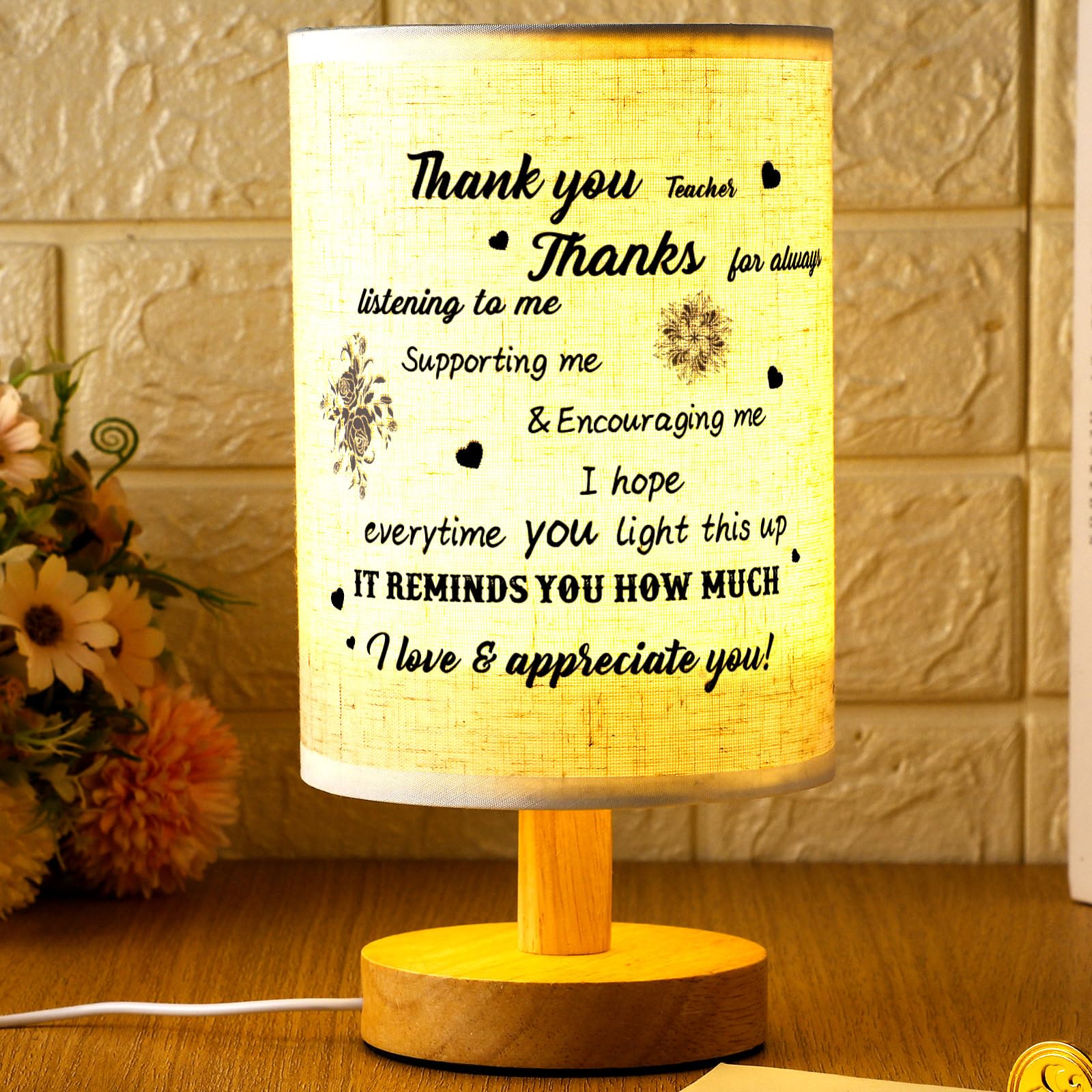 Glooglitter Teacher Appreciation Graduation Thank You Desk Lamp Women Reading Lamp For Teacher Appreciation Week Graduation Retirement Birthday