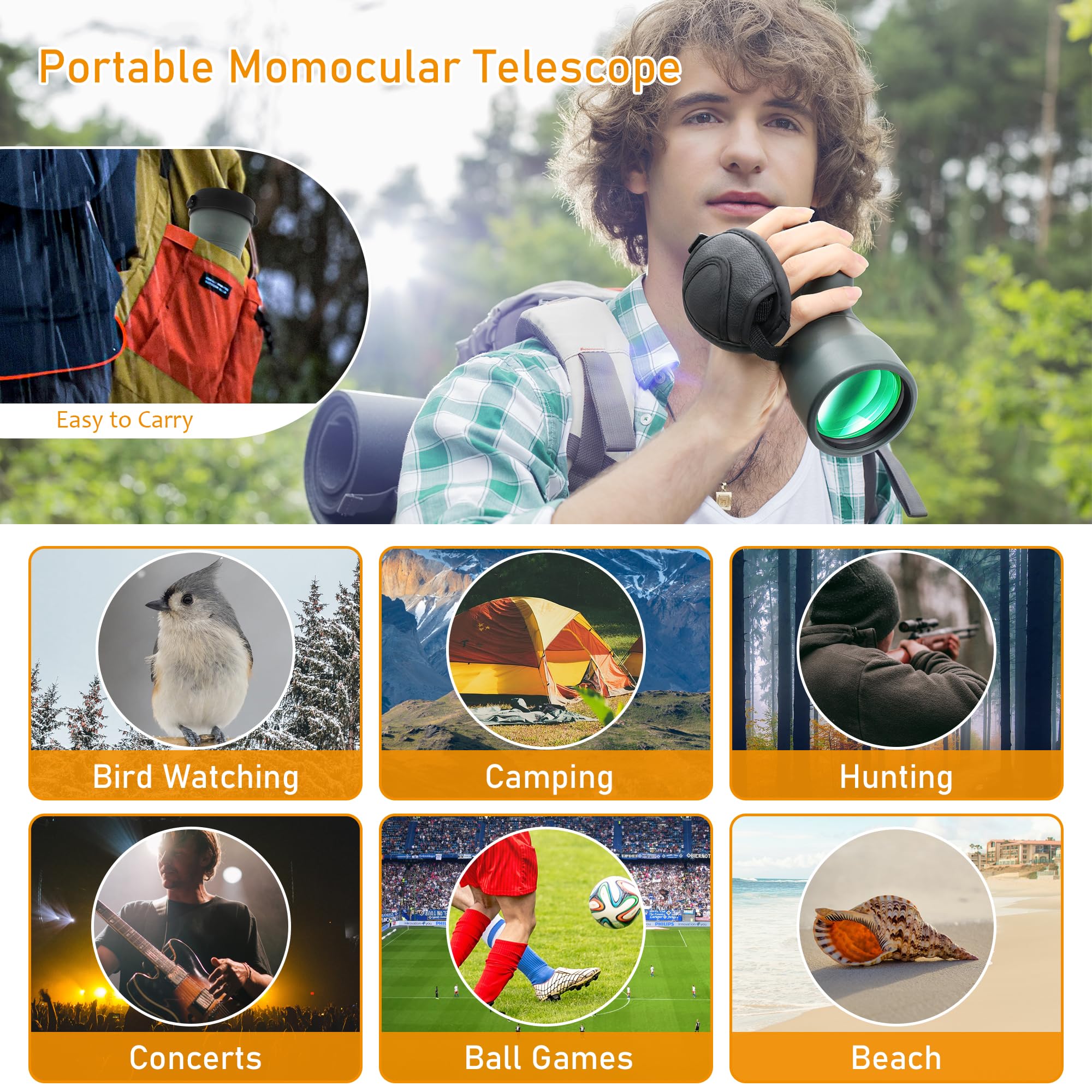 Astromania Monocular Telescope 12X50 Hd K9 Prism - High Power & Compact, Waterproof, Fogproof, Shockproof For Birdwatching, Camping, Wildlife - Multi-Coated Optics, Rubber Armor & Non-Slip Grip