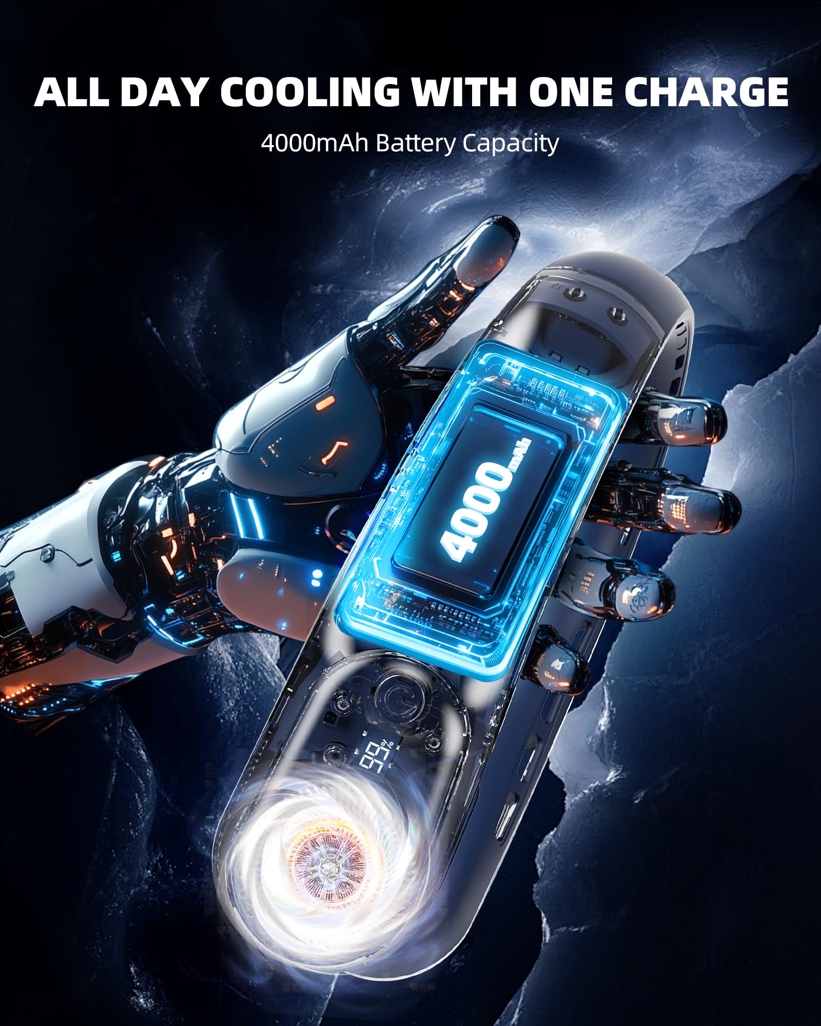 Neck Fan, Led Display Usb Rechargeable Portable Fan,360° Cooling Bladeless Personal Fan, 4000 Mah