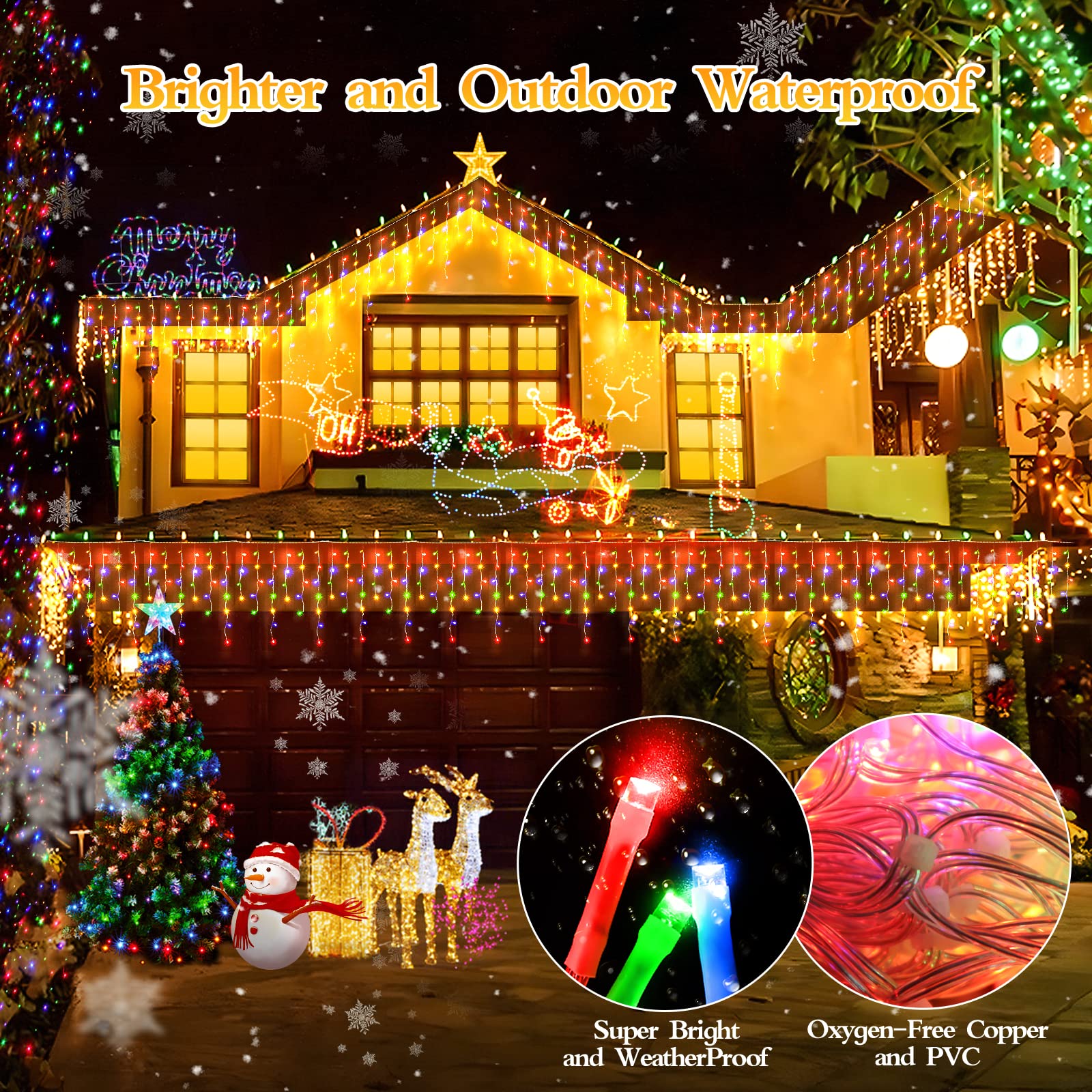 Flvoecn 98Ft 960Led Christmas Lights Waterproof 8 Modes Christmas Lights Outdoor Decoration With Memory And Timer Hanging Fairy Lights Plug-In Curtain String Lights For Holiday Party Wedding Home Roof