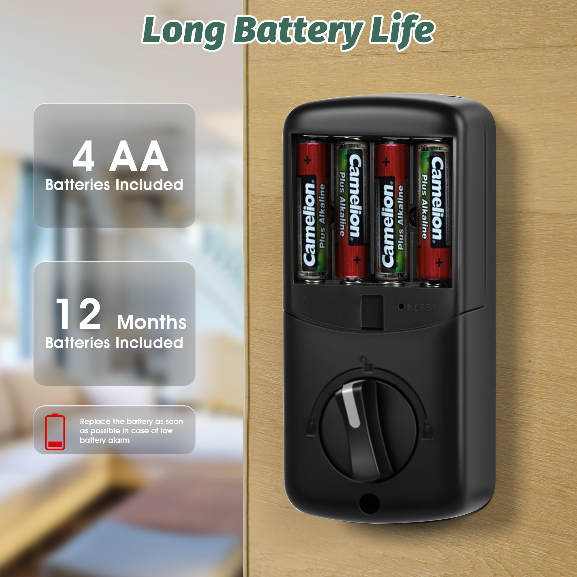 Cobuy Keyless Entry Door Lock With Handle,Digital Smart Door Deadbolt With Keypad Code,Fingerprint With App Control,Easy Installation, Auto Lock,Anti-Peeping Password