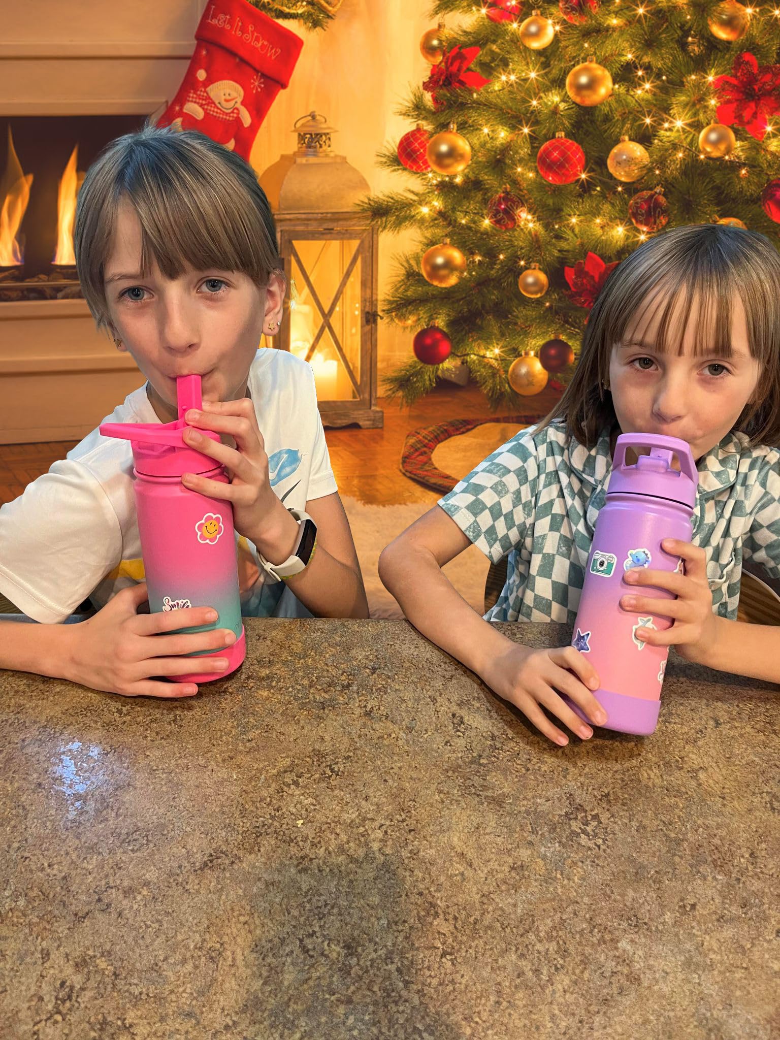 Mininoo Kids Water Bottle For School, 16Oz Stainless Steel Insulated Water Bottle Kids With Straw