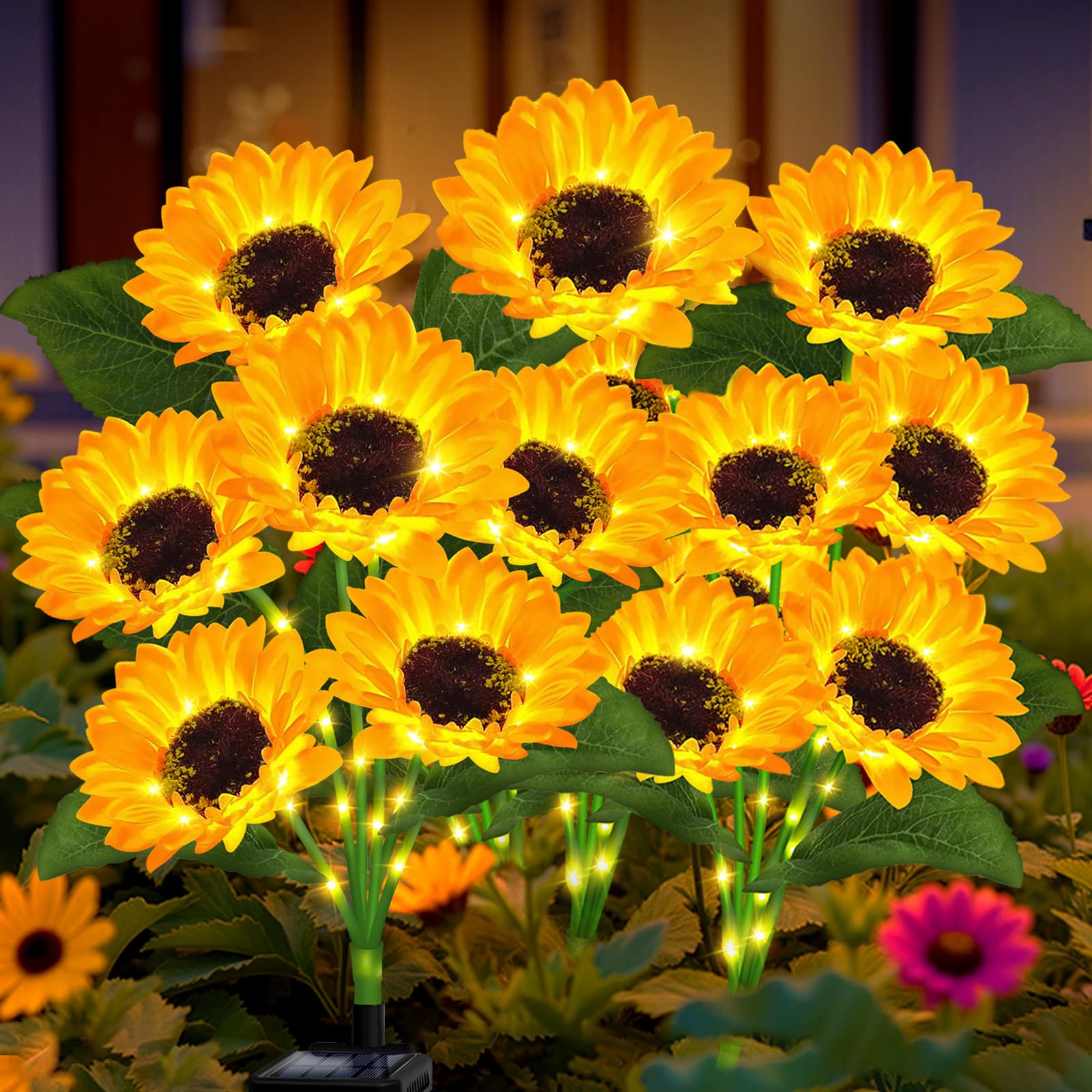 Vookry Solar Garden Lights Outdoor, 6 Pack Sunflower Lights With 36 Real Looking Flowers, Waterproof Summer Garden Decor Solar Flowers For Yard Bakcyard Patio Flowerbed Yard, Gift For Mom Women