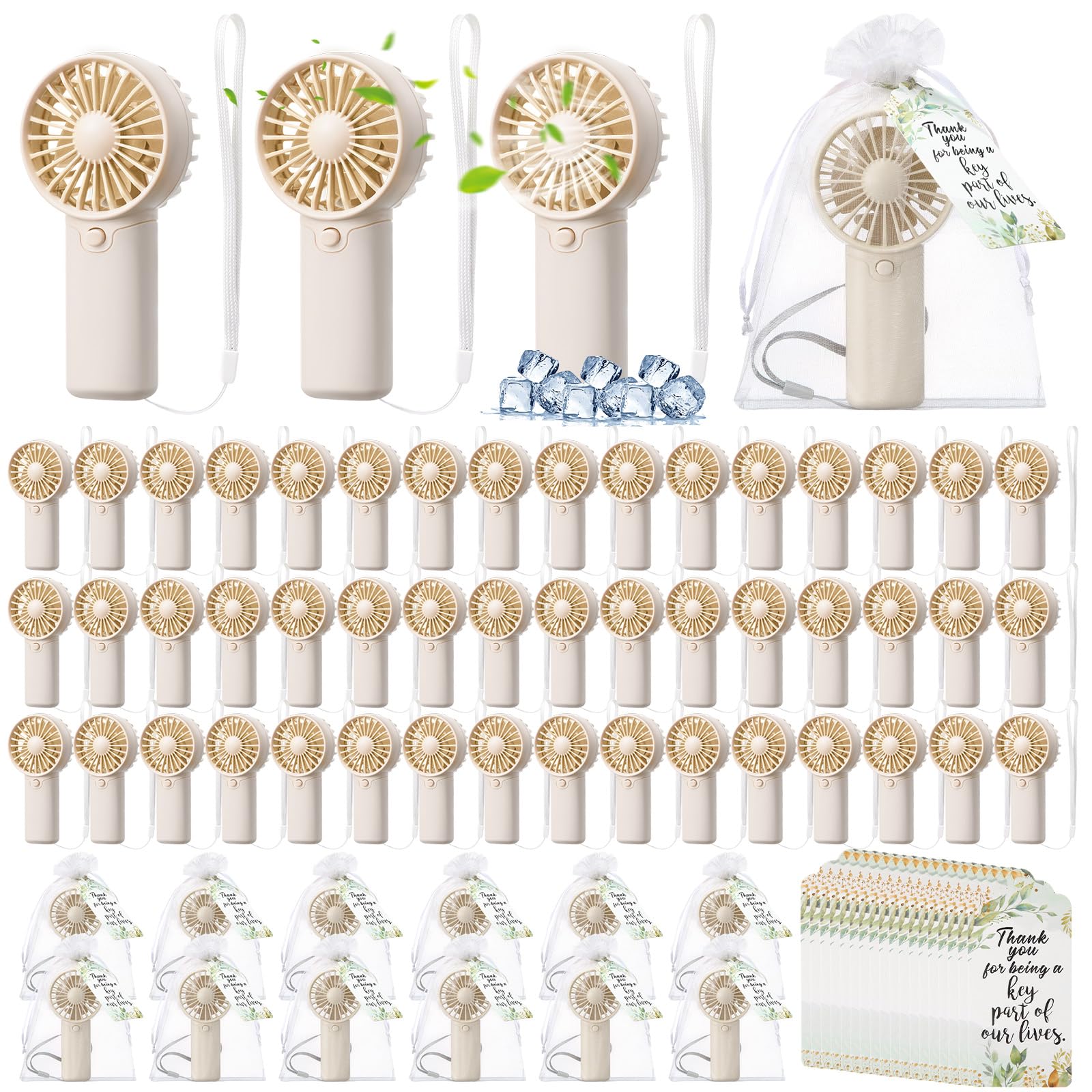 50 set mini wedding handheld fans for guests, battery operated for personal cooling Koospark