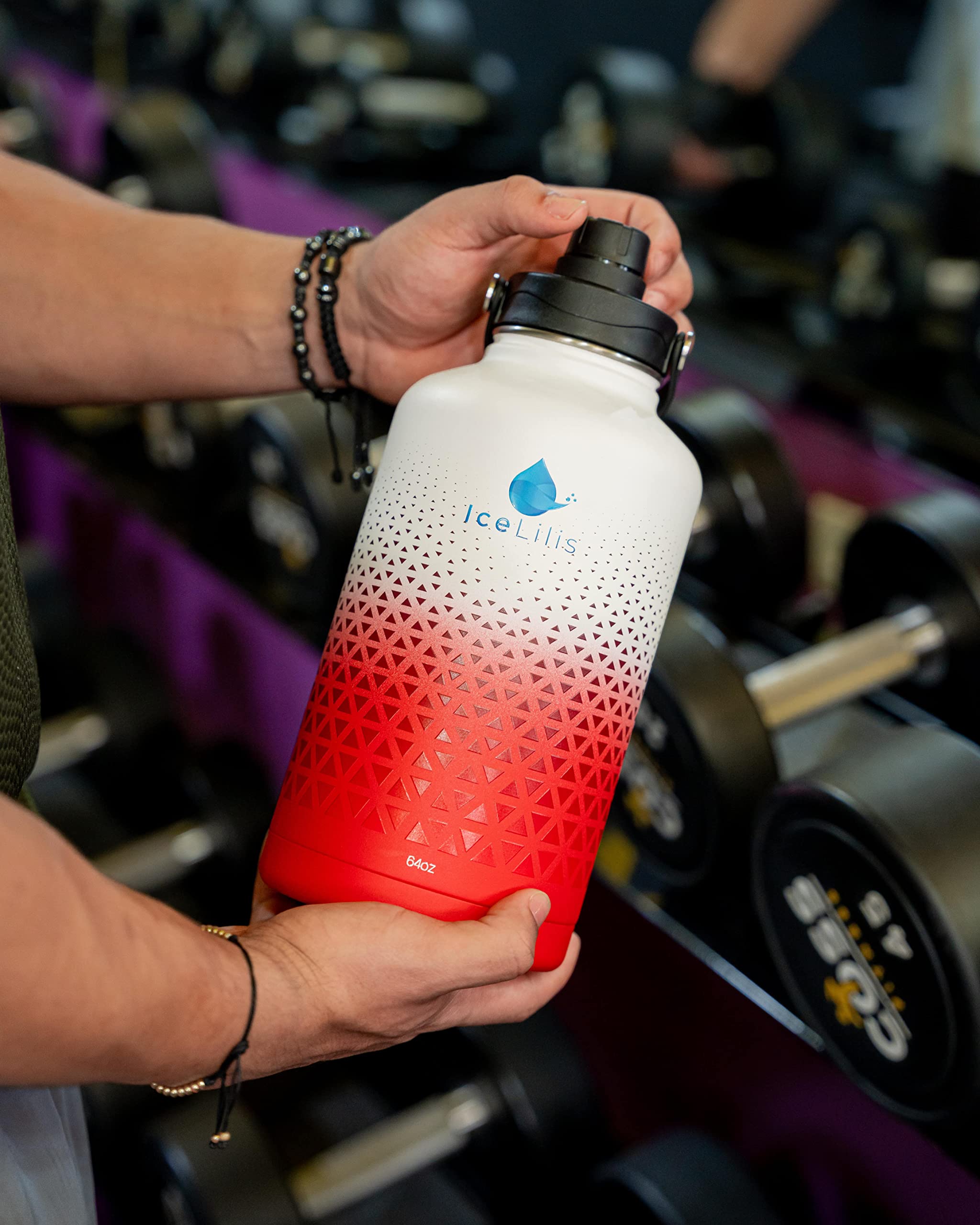 64 Oz Stainless Steel Water Bottle - Multi-Lid - Ideal For Sports, Travel, Workouts - Double