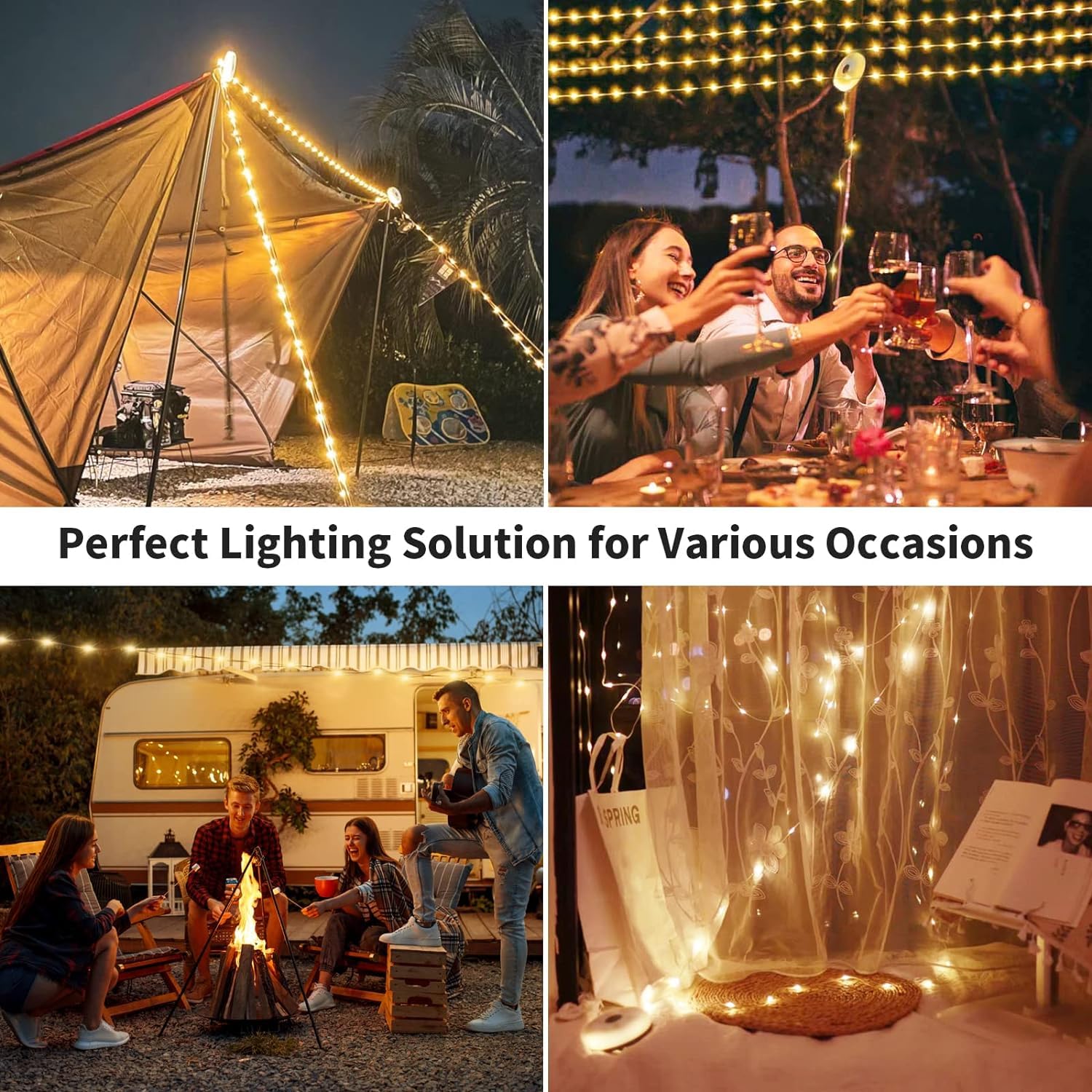 Drnanhai Camping Lights String,29.5Ft 4 In 1 Outdoor String Lights With 8 Modes Adjustable,Rechargeable Led String Lights,Ip44 Portable Camping Lantern Emergency Light For Hiking,Tent,Yard,Christmas Decor