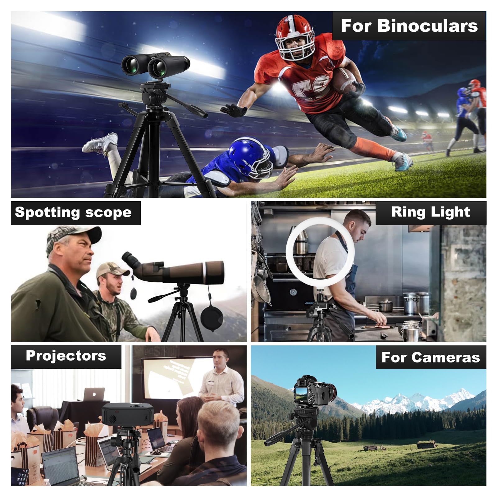 Lcncy Binocular & Spotting Scope Tripod Stand - Universal Lightweight Travel Video Tripod - Compatible With Spotting Scope/Telescope/Astronomy Binoculars/Dslr