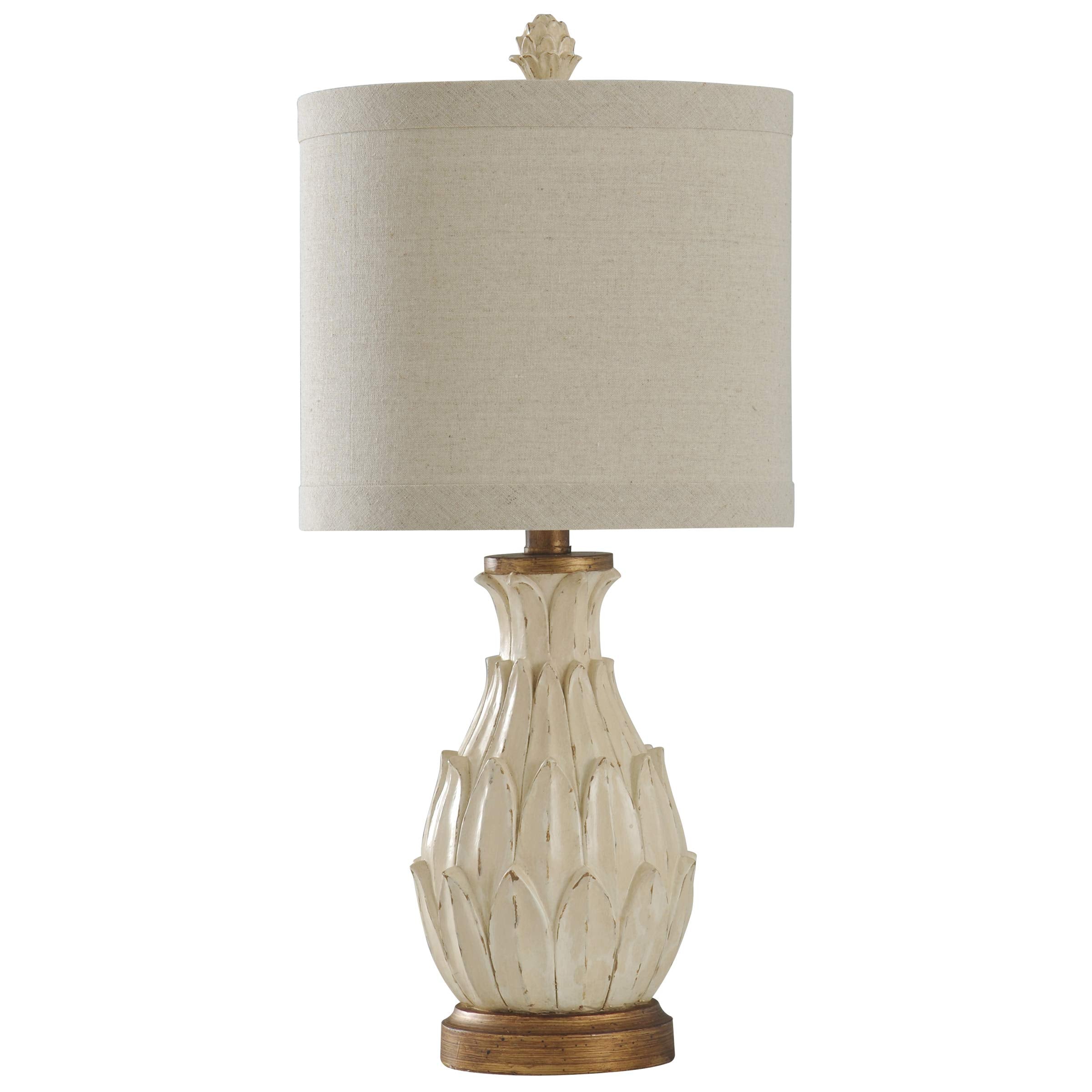 Collective Design Tl28448Dsam Mini Ardichoke, Distressed Off-White, Light Beige Dark Brown, Aged Gold, Oatmeal Table Lamp
