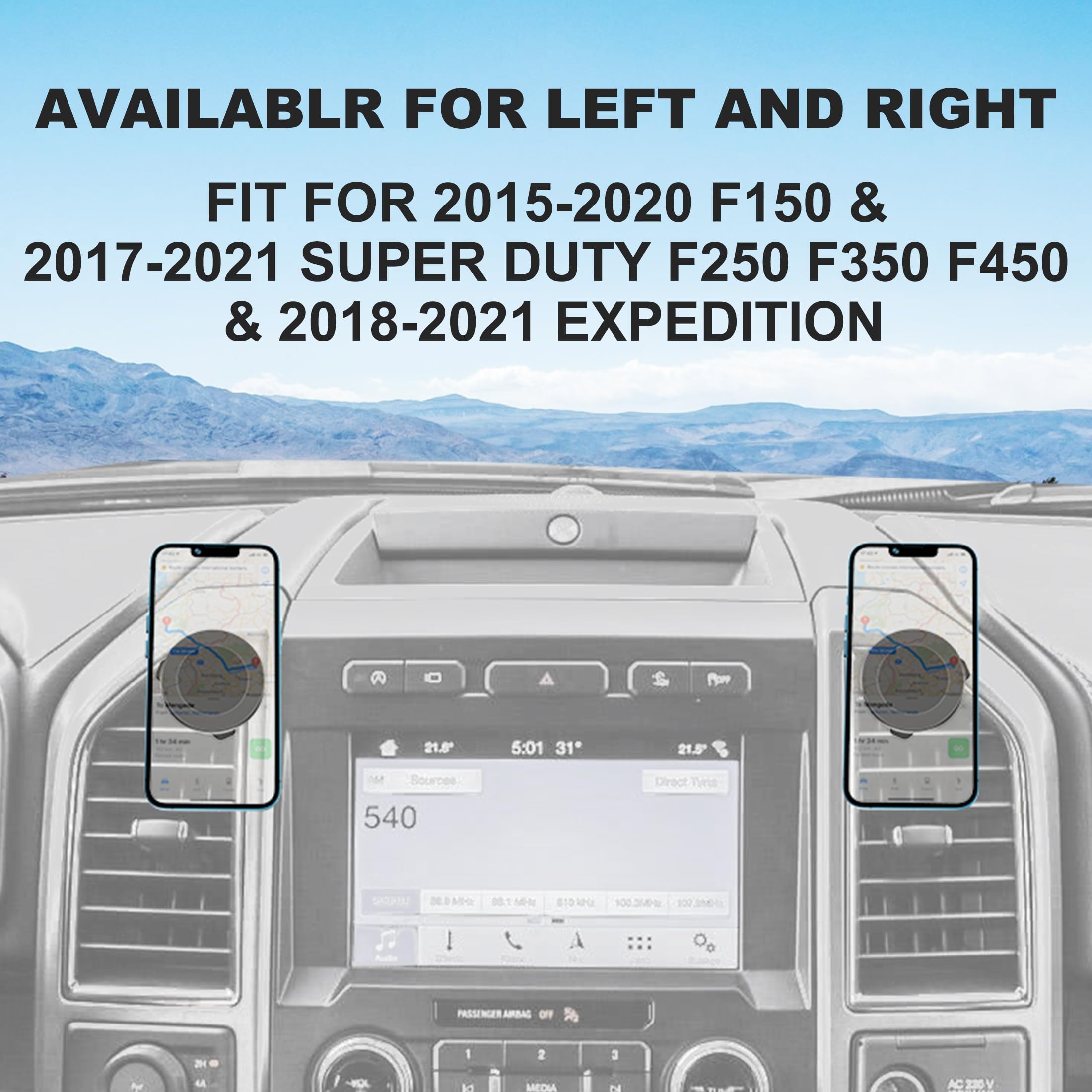 Surfcabin Cnc Vent Phone Holder, Magnetic Car Air Vent Phone Holder Cradles Mount Compatible With F150 2015-2020 & Super Duty F250 F350 F450 2017- Universal Bracket Stand For Iphone & Android