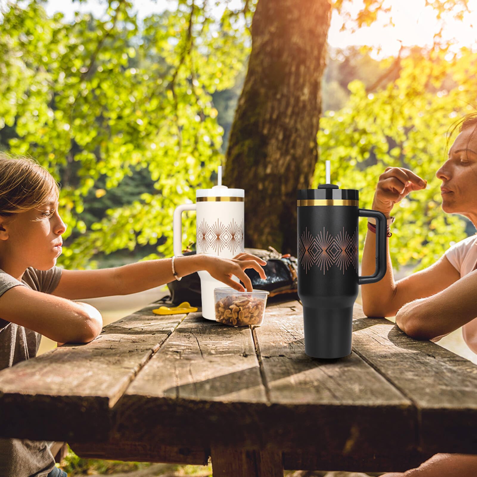 30 Oz Tumbler With Handle And Straw Lid Insulated Reusable Stainless Steel Water Bottle Travel Mug