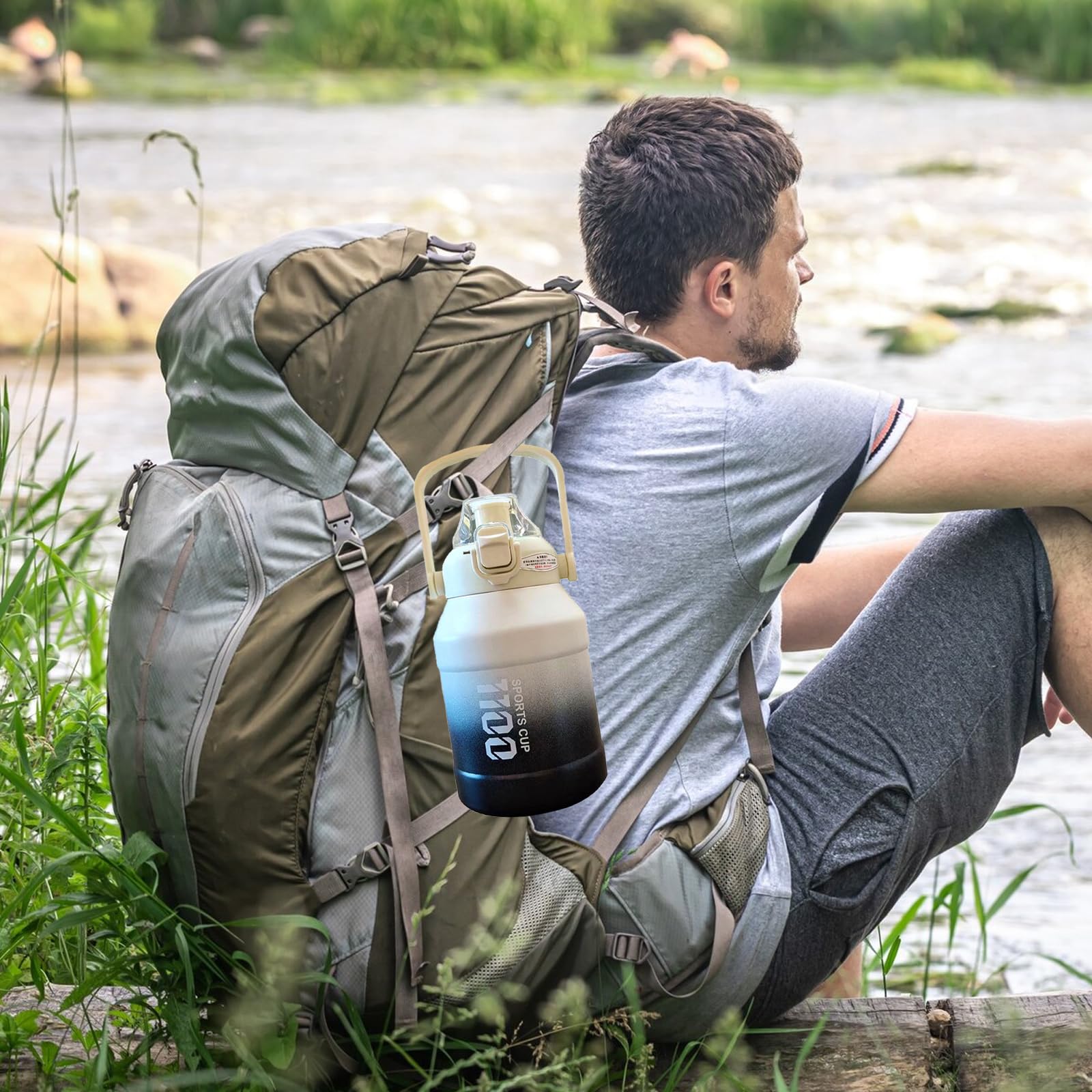 37Oz Insulation Stainless Steel Water Bottle, Leakproof Travel Thermo Mug