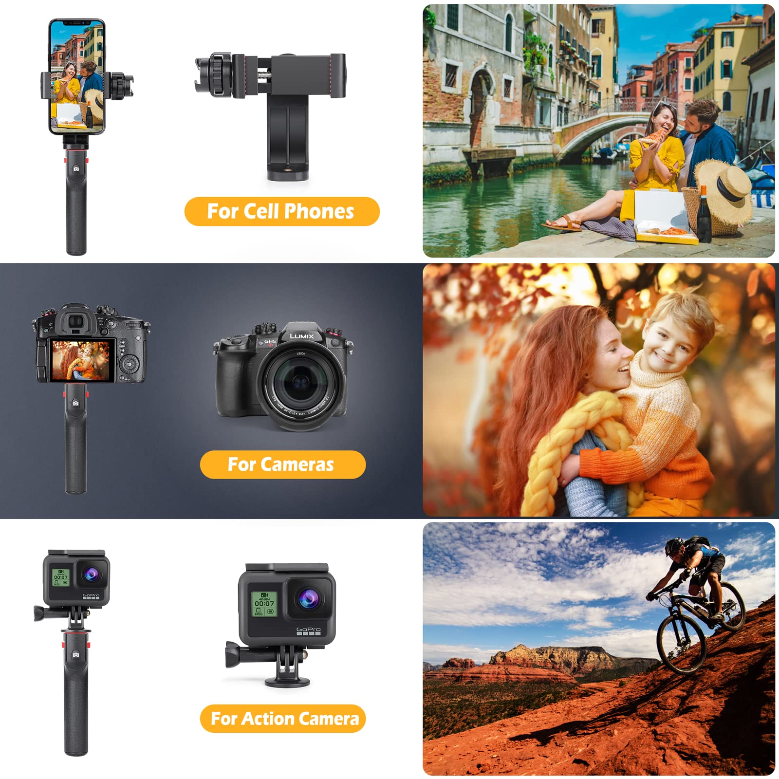 Zeadio Smartphone Stabilizer Grip, Cellphone Video Rig Tripod Mount Holder, With Wireless Remote Shutter For All Iphone And Android Smartphones