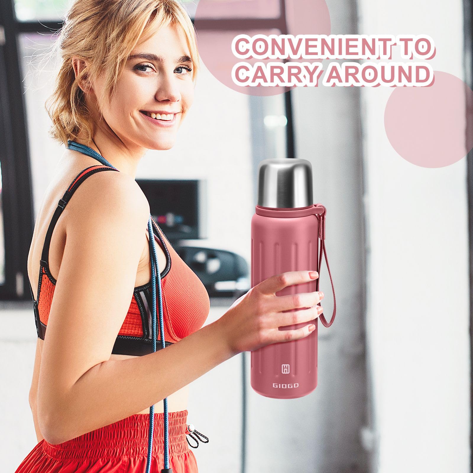 Vacuum Insulated Bottles With Cup 800Ml/27Oz Stainless Steel Hot Thermo Bottles For Cold