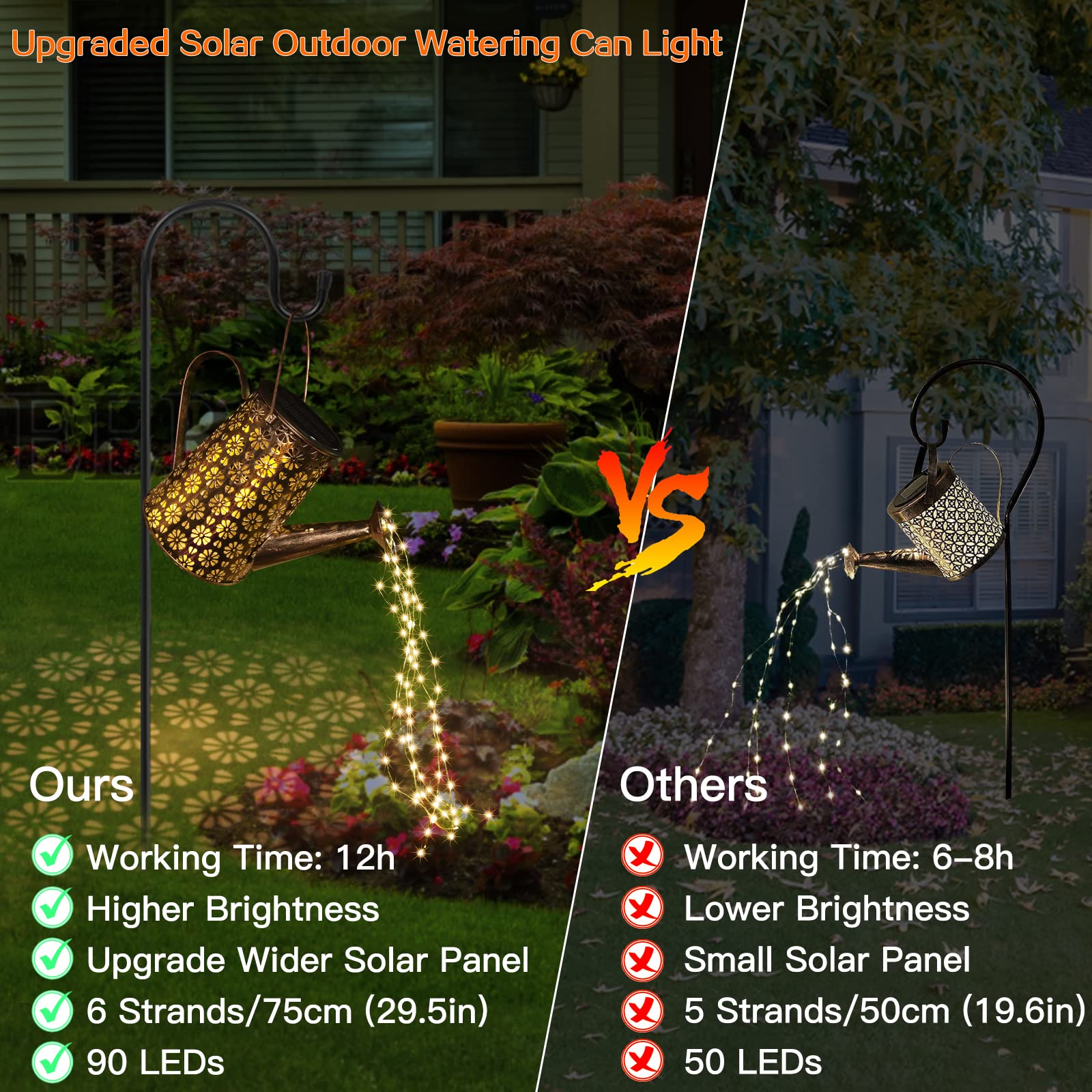 Afootry Solar Watering Can With Lights,Solar Outdoor Garden Decor Waterproof Large Hanging Lantern Landscape Lights Outside Decorations For Yard Clearance Porch Patio Pathway Gardening Gift