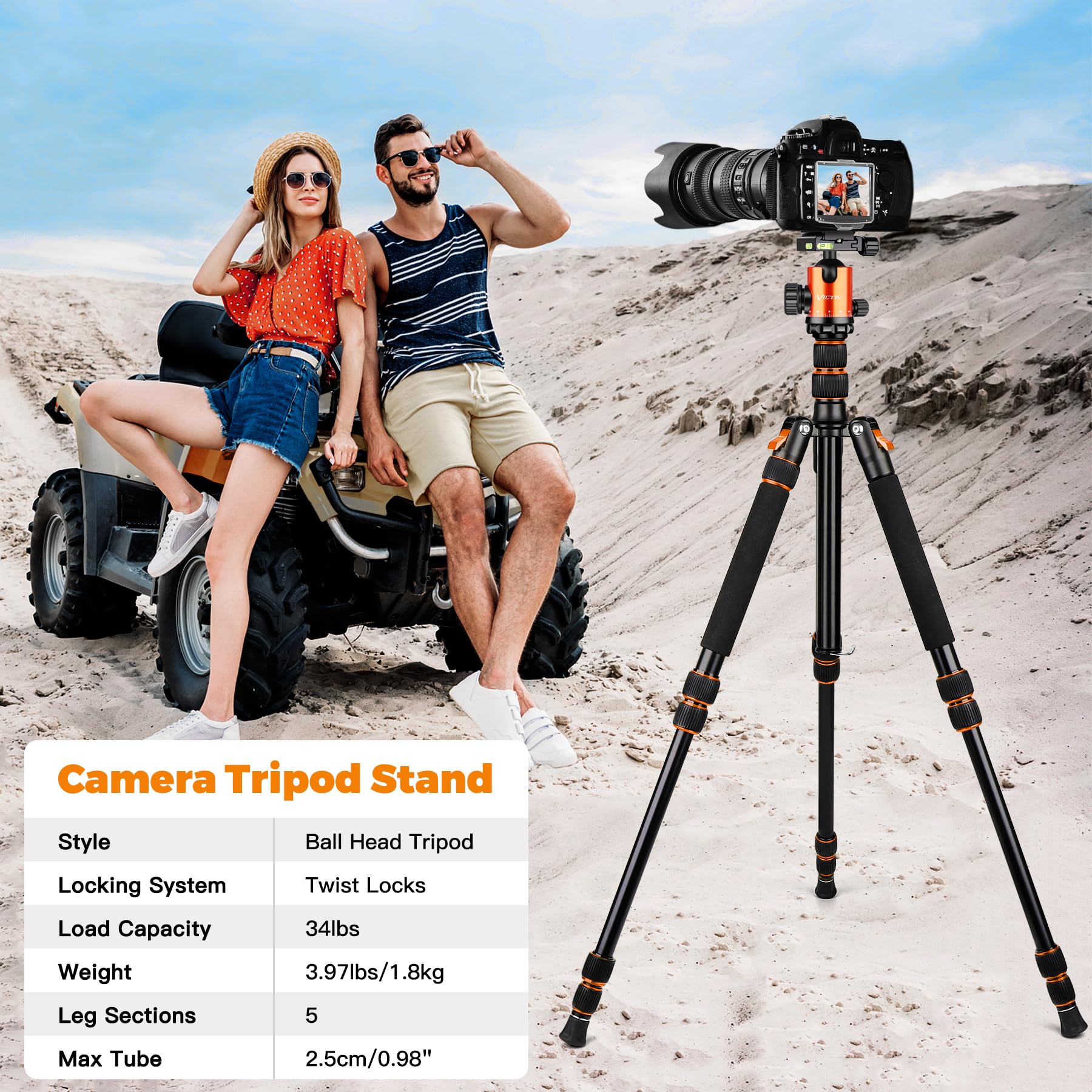 Victiv 80" Camera Tripod, Aluminum Heavy Duty Tripod Stand With 360° Ball Head, Camera Tripods & Monopods With Carry Bag, Suitable For Canon Nikon Binoculars Spotting Scope Telescope