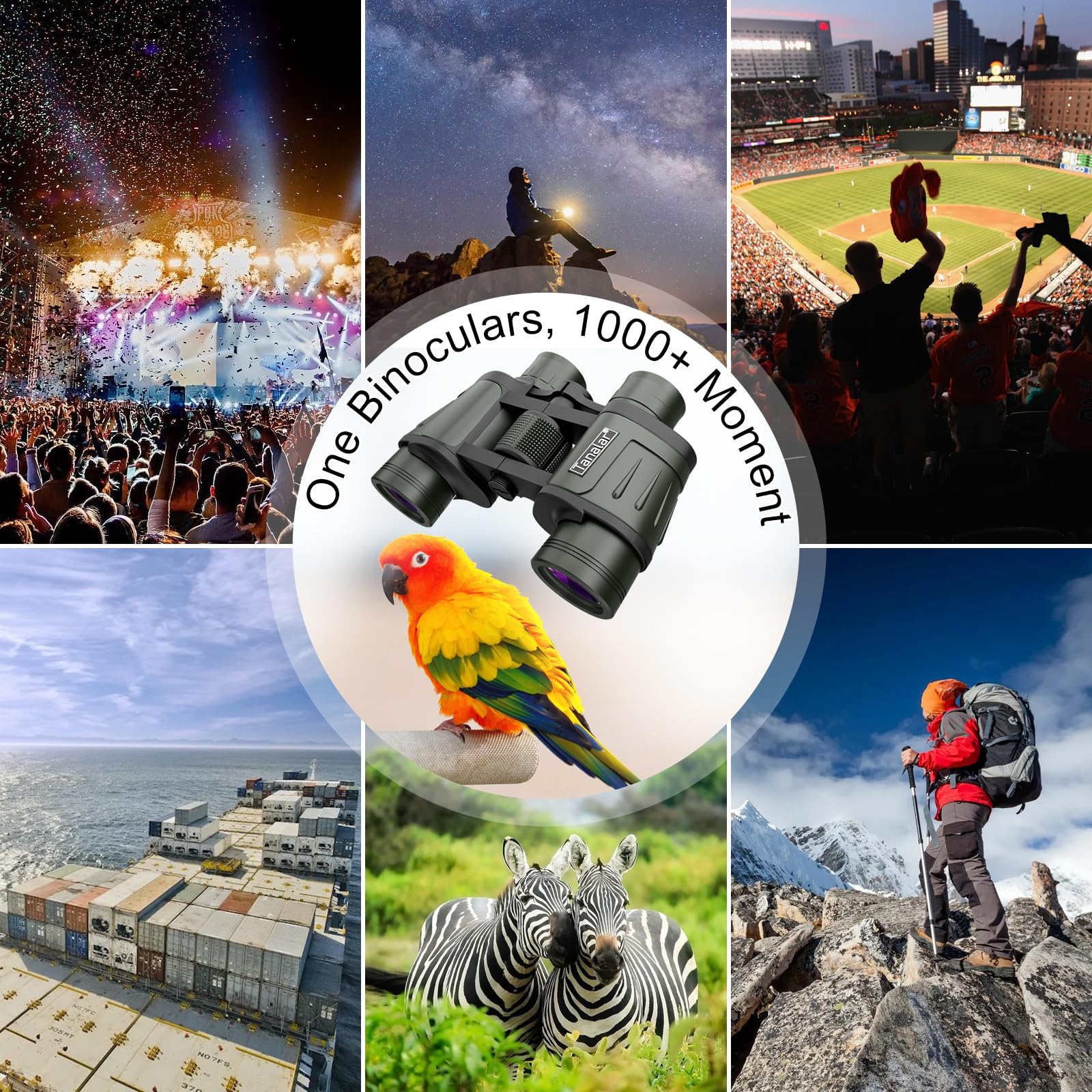 Tanalar 12X45 Compact Adult And Children'S Binoculars, Large Eyepiece Waterproof Low Light Vision, Outdoor Viewing And Hunting Binoculars