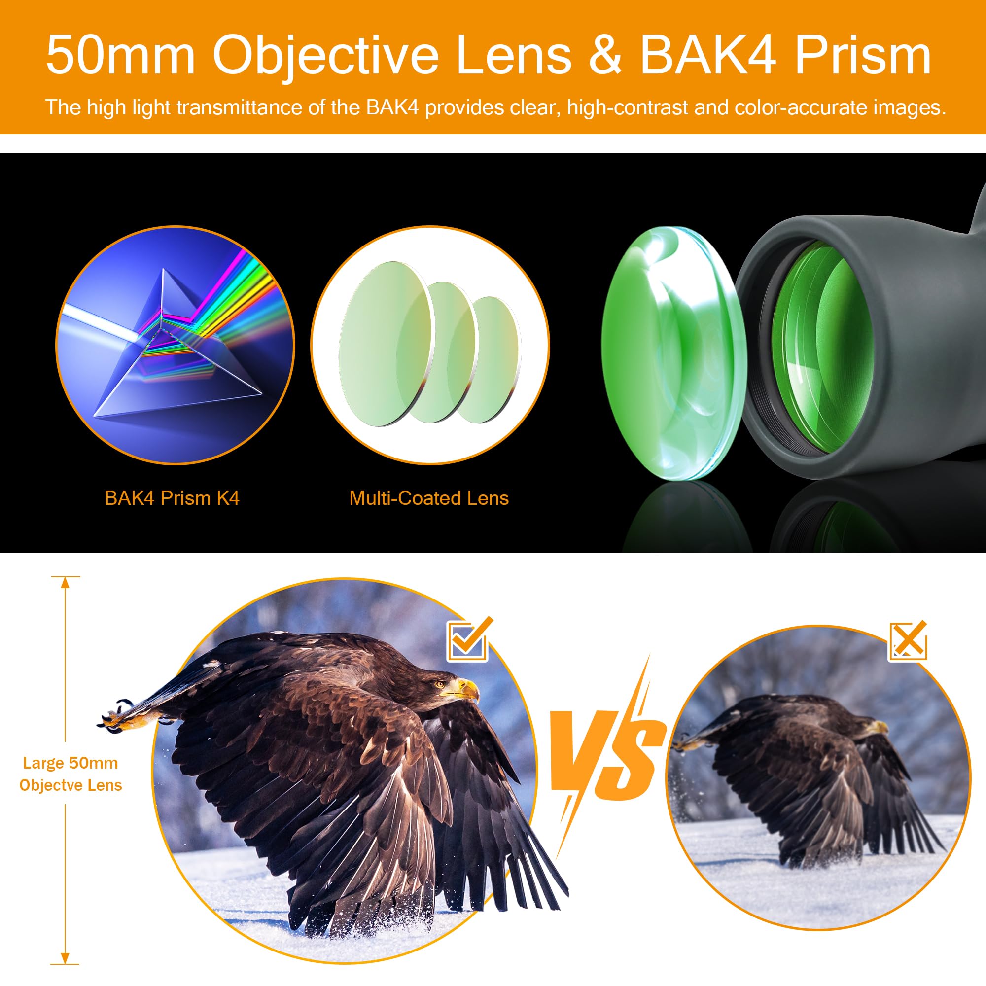 Astromania Monocular Telescope 12X50 Hd K9 Prism - High Power & Compact, Waterproof, Fogproof, Shockproof For Birdwatching, Camping, Wildlife - Multi-Coated Optics, Rubber Armor & Non-Slip Grip