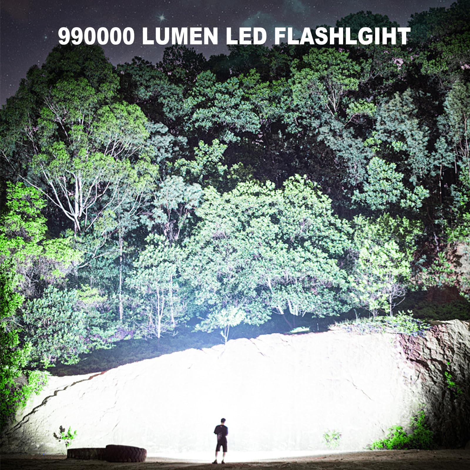 Cinlinso Flashlights High Lumens Rechargeable - 990000 Lumens Super Bright Led Flashlight With 5 Modes, Ipx7 Waterproof, Powerful Handheld Flash Light For Home, Camping Hiking (Glossy Black)