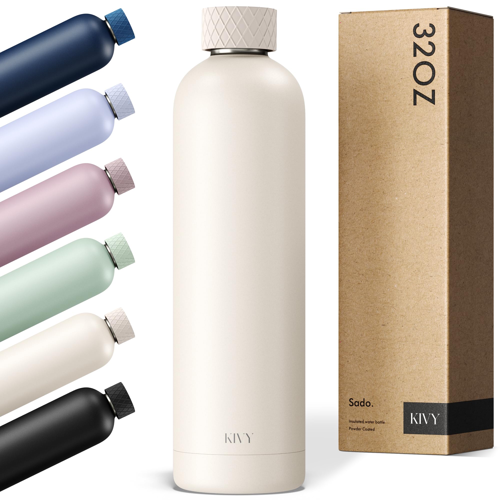 Kivy 32Oz Stainless Steel Insulated Water Bottle - Leak Proof, Keeps Cold Up To 24 Hours
