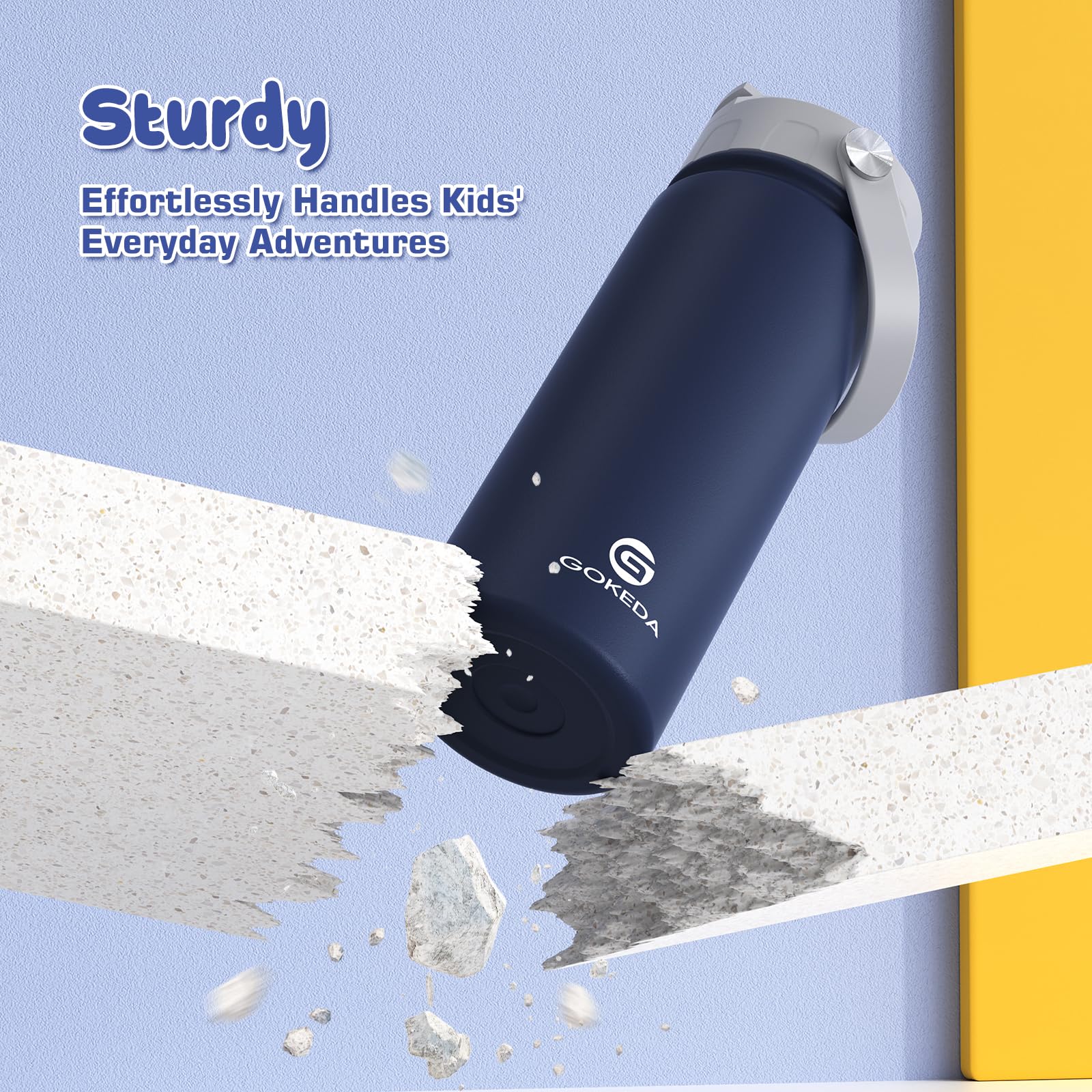 18Oz Kids Water Bottle, 2 Pack Insulated Bottles With Stickers, 18/8 Stainless Steel Vacuum Leak