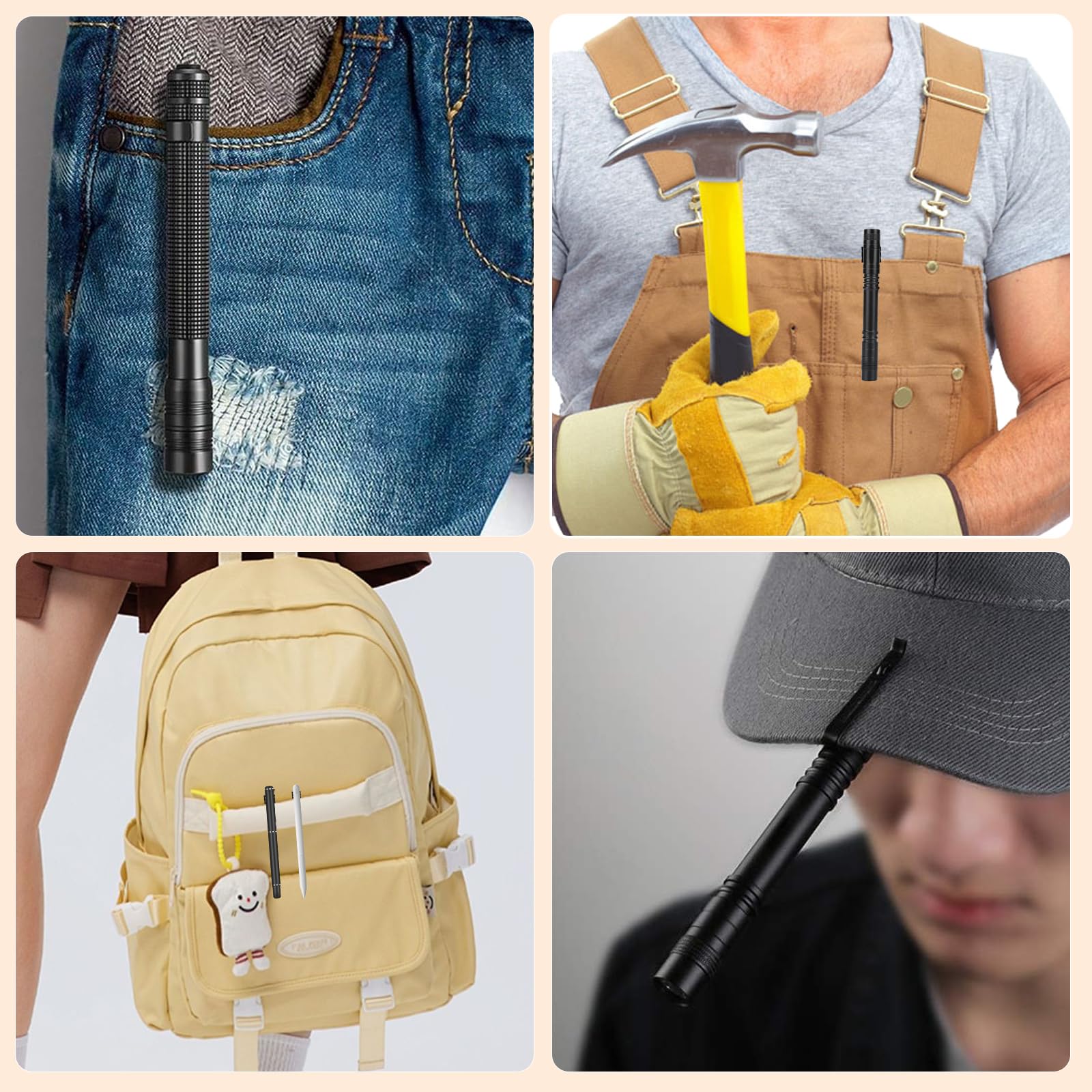 Hrxms 20 Pieces Replacement Flashlight Clip For Removable Accessories, Black Pocket Clip, Pen Clip, Durable、Lightweight、Portable