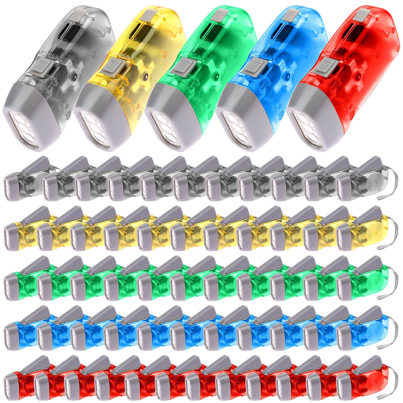 Droutti 60 Pcs Hand Crank Flashlight Handpress Flashlights 3 Led Powerful Emergency Safety Tool Manual Powered Light No Battery Required Torch For Camping Hiking Outdoor Sports