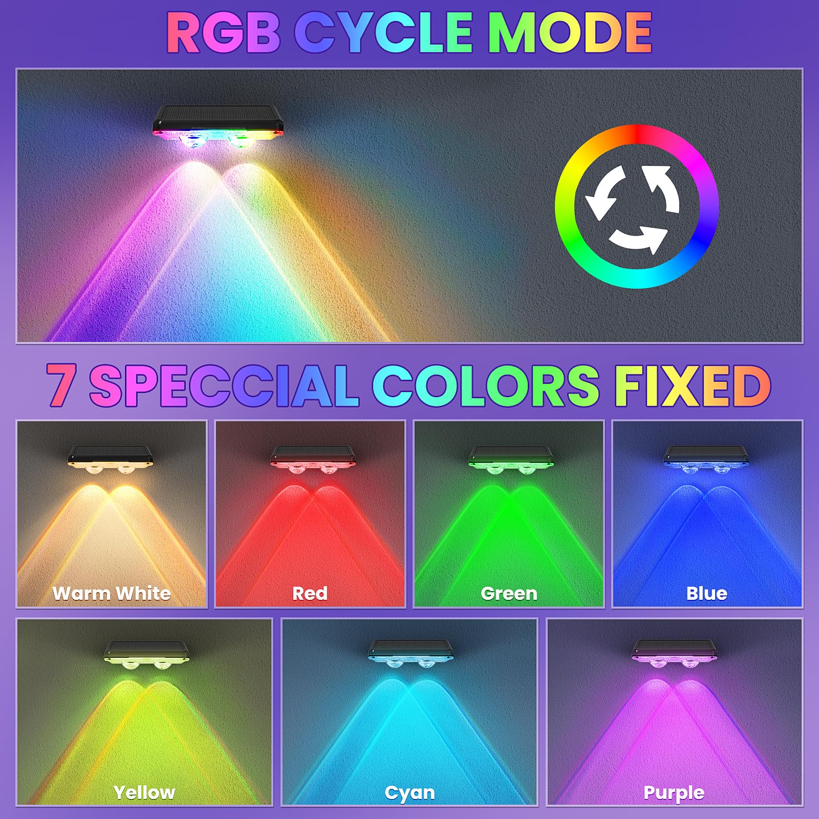 Apilab Solar Fence Lights Outdoor 16 Pack - 8 Modes (Rgb Cycle/Fixed), Solar Powered Ip65 Waterproof, Auto Dusk To Dawn Fence Light, Solar Lights Decor For Deck, Step, Wall, Patio, Pathway, Stairs