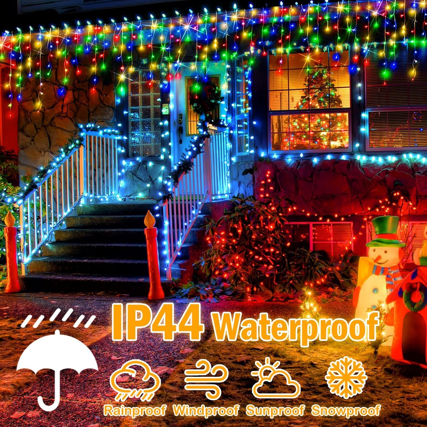 Flvoecn 98Ft 960Led Christmas Lights Waterproof 8 Modes Christmas Lights Outdoor Decoration With Memory And Timer Hanging Fairy Lights Plug-In Curtain String Lights For Holiday Party Wedding Home Roof