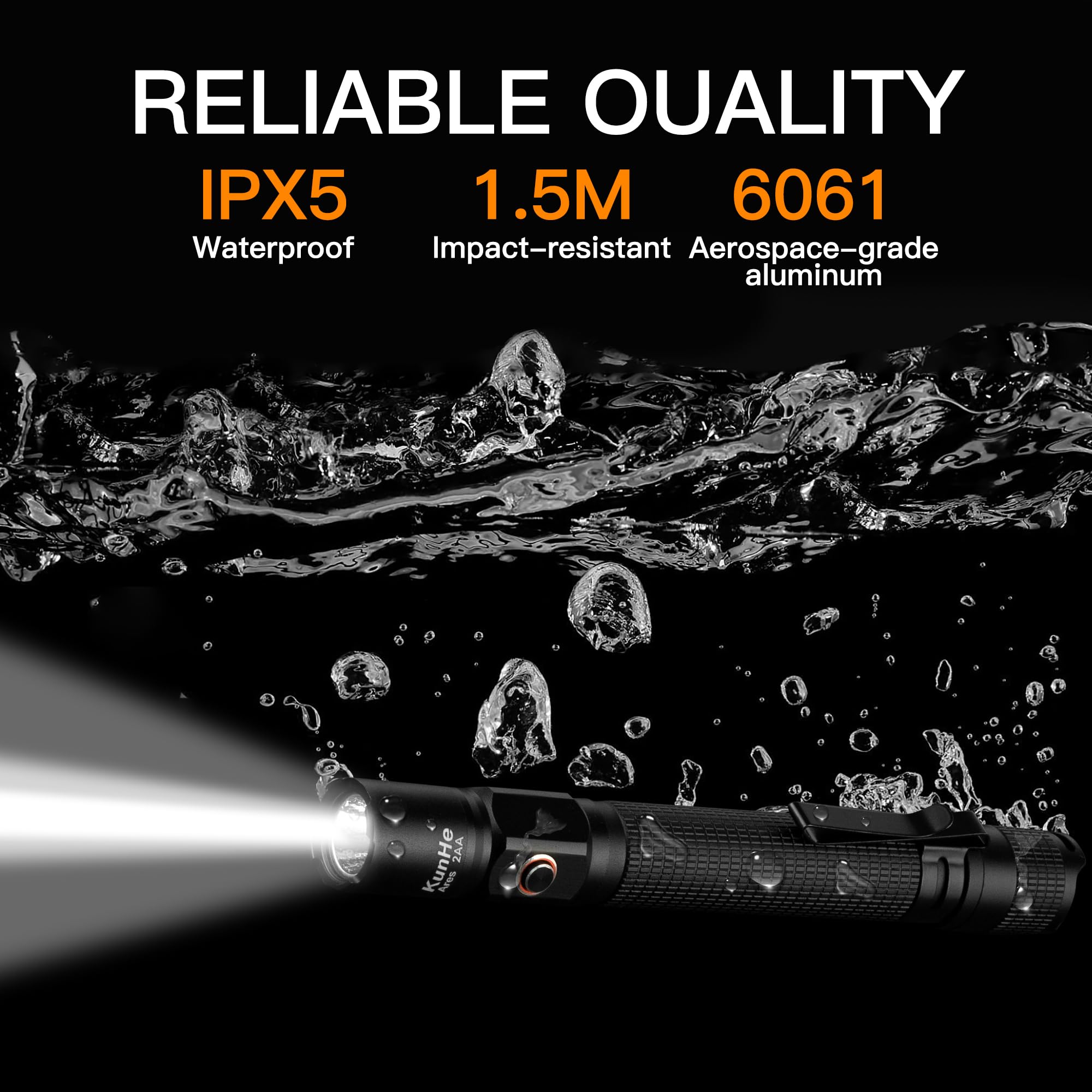 Kunhe Ares 2 Pack 350 Lumens Pen Flashlight Powered By 2 Aa Batteries 3 Modes With Memory Functon Waterproof Super Bright Small Flash Light For Inspection Work Repair