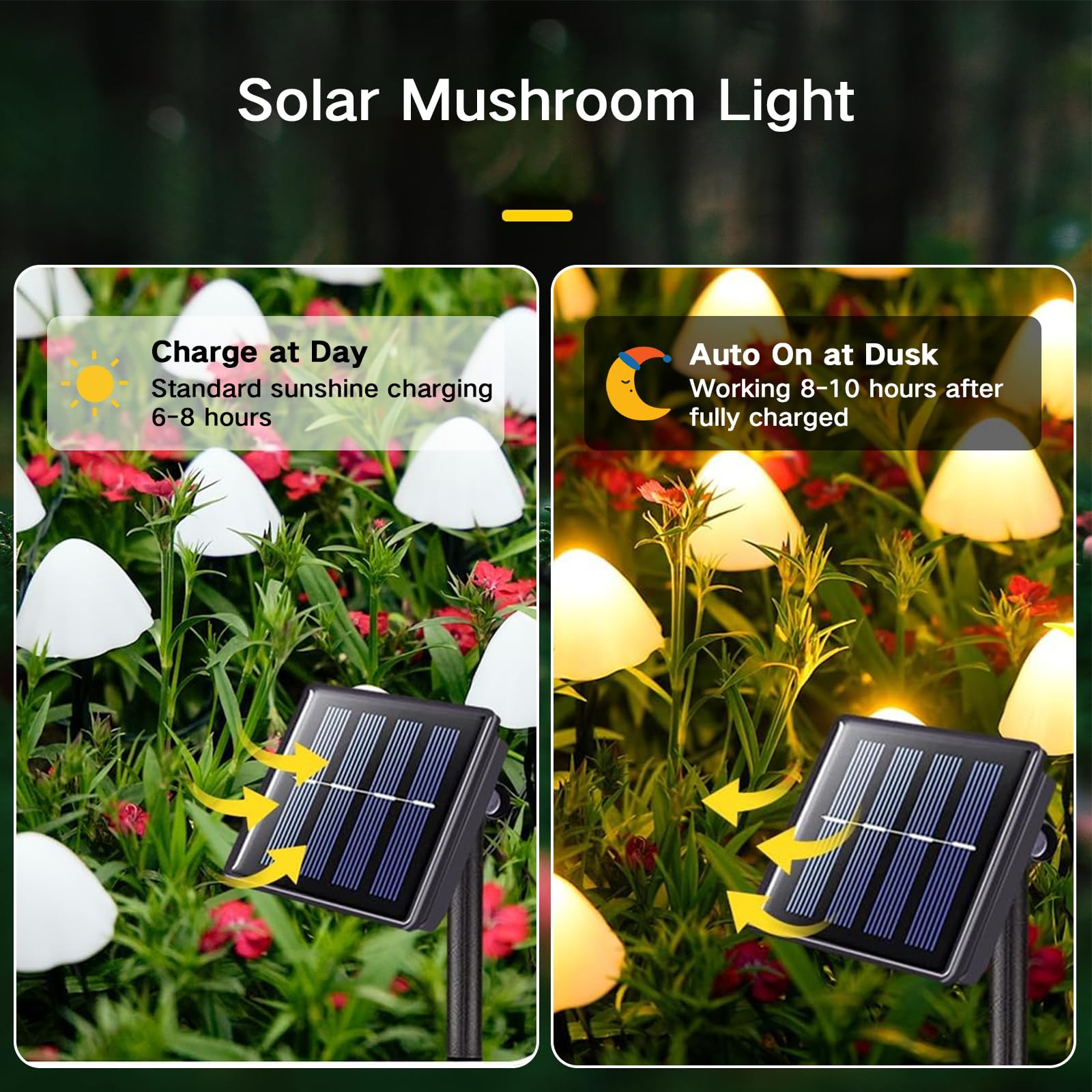 Cyindzchwy Mushroom Light, Plug-In Outdoor Garden Lights, 12Pcs 8 Modes Pathway Landscape Lights Outdoor Decor Fairy String Light For Yard Patio Lawn Garden Pathway(Warm White)