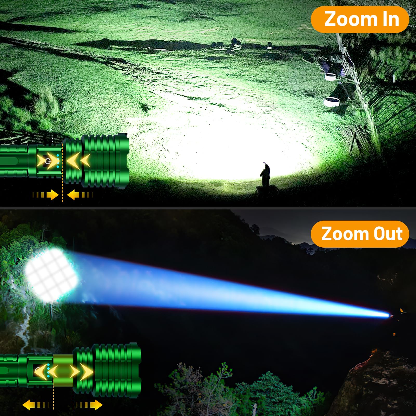 Weoxi Rechargeable Flashlights 2400000 High Lumens, Super Bright Led Flashlight Battery Powered30H Long LifeHolster Zoomable 5 ModesOutputWaterproofPowerful Utility Flashlights For Emergency, Camping