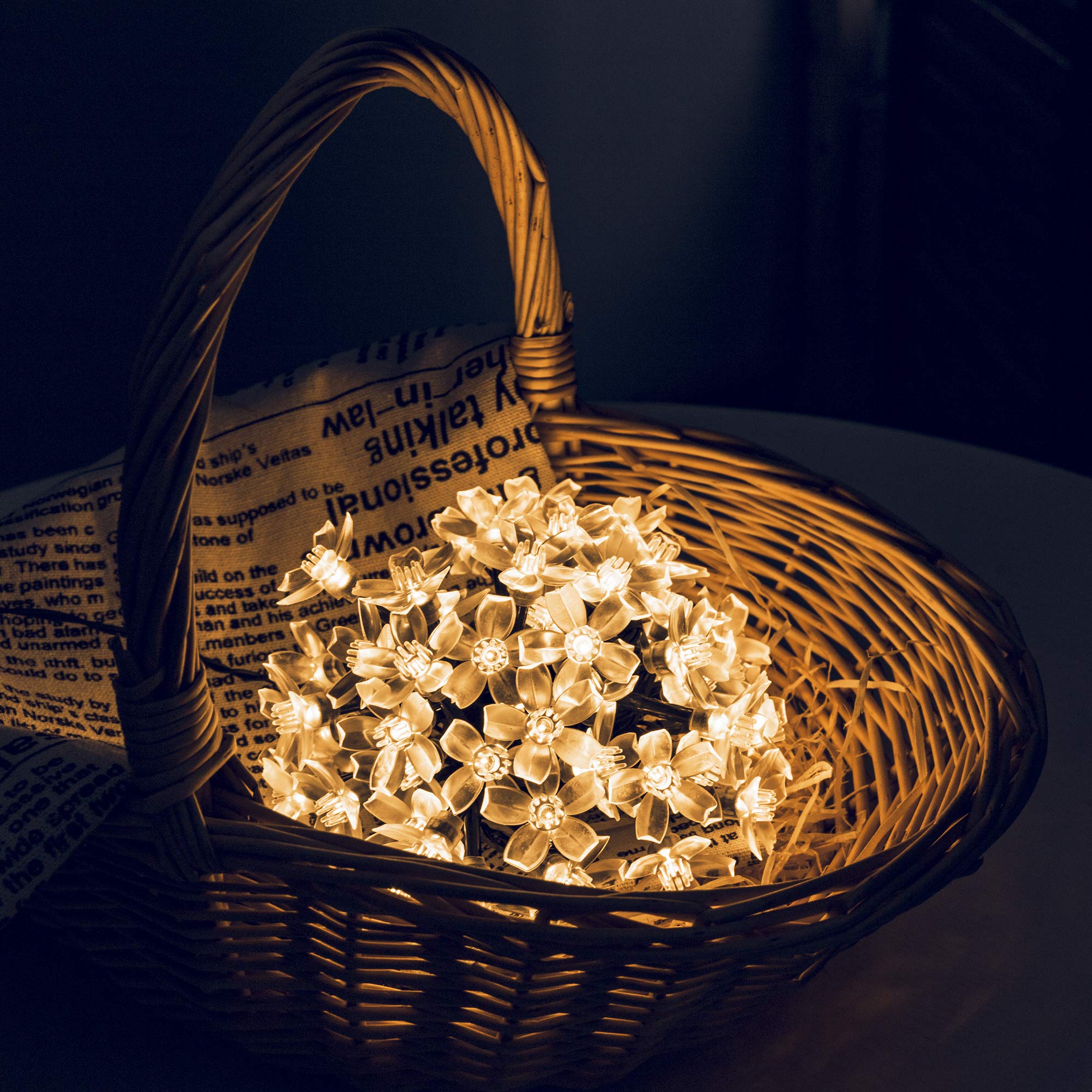 Shinymolly 2 Pack Solar String Lights Outdoor Decoracion, 50 Led 21.3Ft Warm White Waterproof Fairy Flower String Christmas Lights For Tree, Patio, Indoor Garden, Room, Holiday(50L-Warm White)