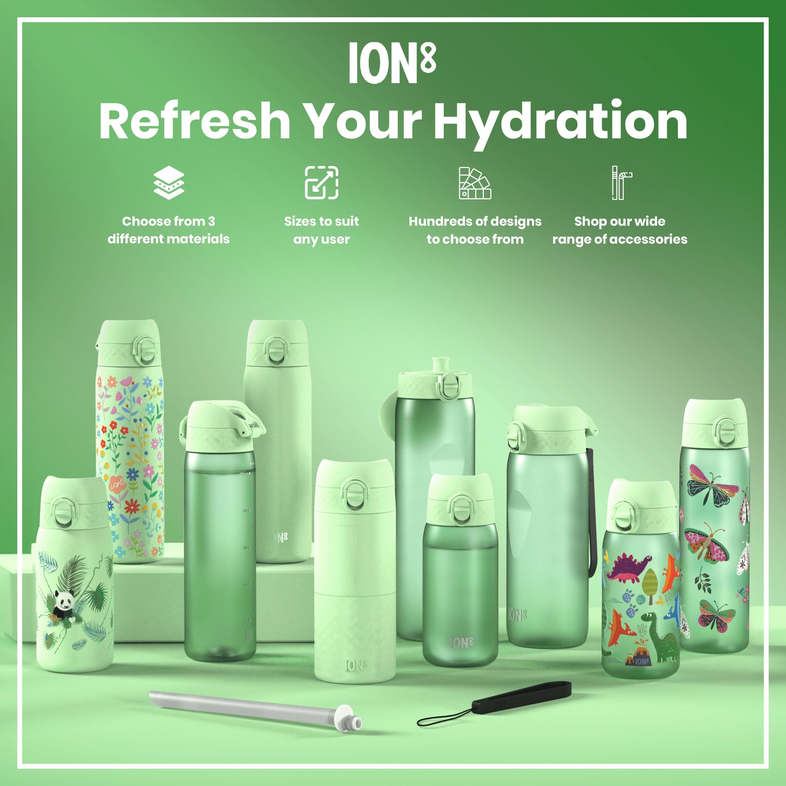 Ion8 Kids Water Bottle, Steel 400 Ml/13 Oz, Leak Proof, Easy To Open, Secure Lock, Dishwasher Safe