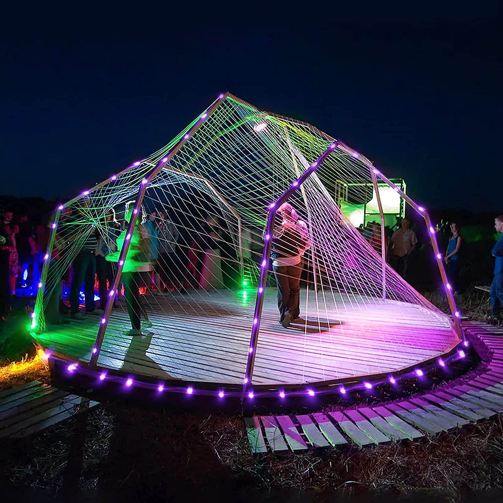 Jmexsuss 8 Modes Solar Powered Light Rope,39.4 Ft 120 Led Outdoor Solar Rope Lights,Waterproof Solar Purple Halloween Lights Rope For Garden,Fence, Yard, Party,Halloween, Christmas Tree Decor(Purple)