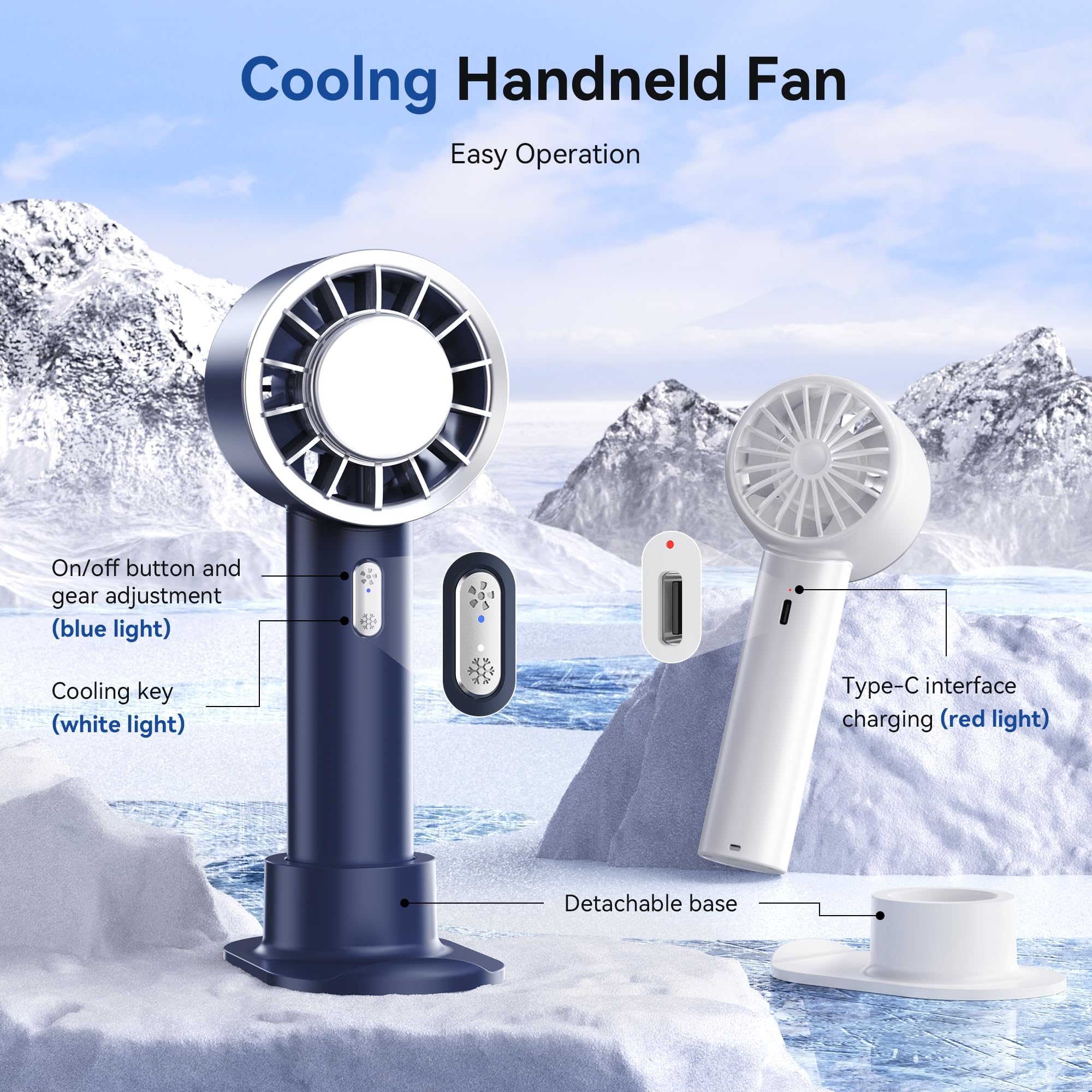 High-Speed Portable Handheld Turbo Fan, Quickly Cooling Rechargeable Personal Mini Fan, Usb Powered