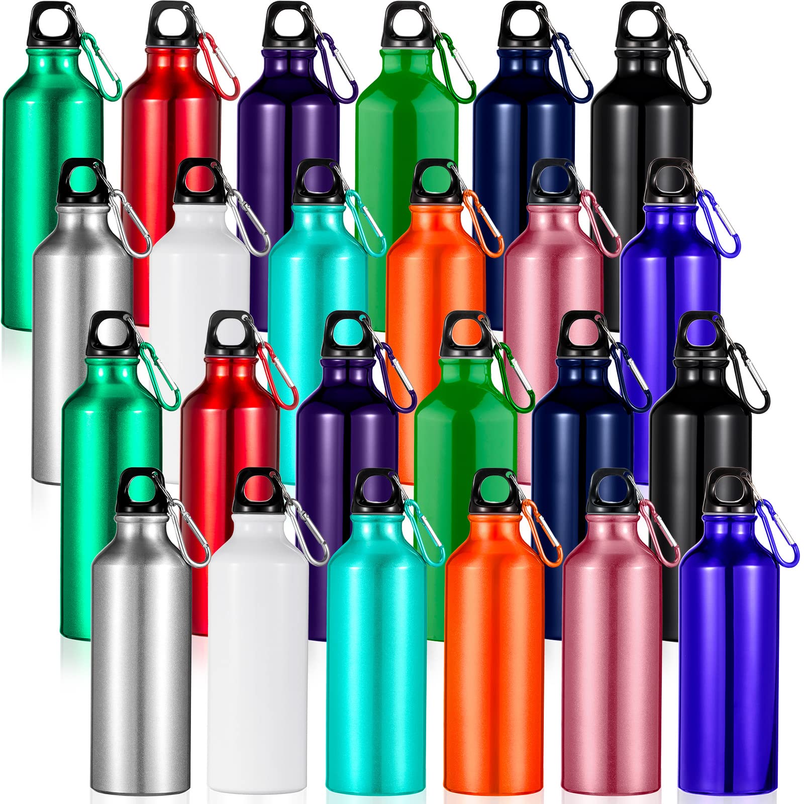 24 Pieces Aluminum Water Bottle 17 Oz Leak Proof Lightweight Aluminum Bike Sports Bottle Bulk