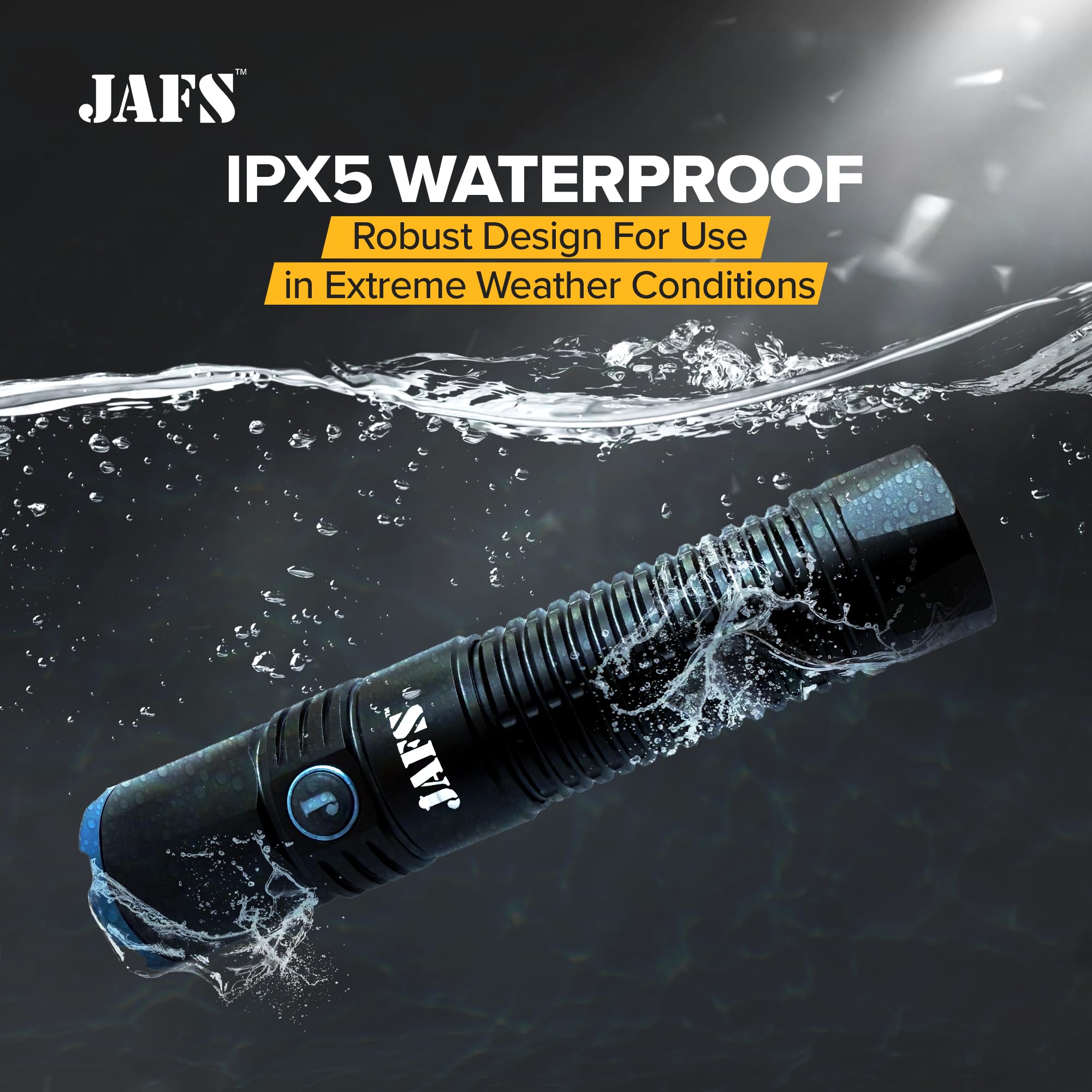 Jafs Utility Flashlight High Lumens With Rechargeable Battery, Super Bright Water-Proof Led Flashlight With 5 Modes For Emergency, Camping, Hiking