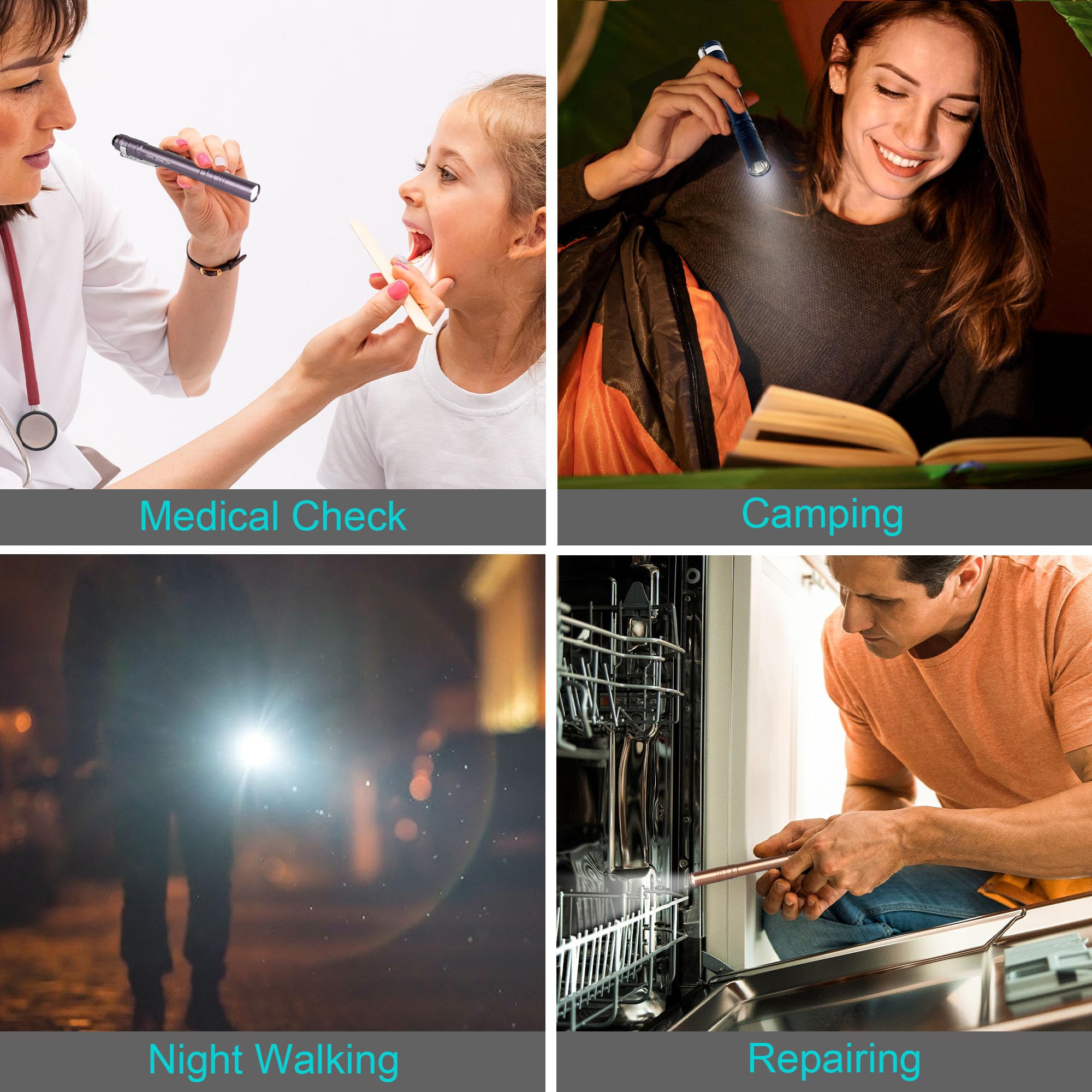 Fastpro 12-Pack Pen Light, Aluminum Led Penlights With Batteries Included & Pre-Installed, Pocket Flashlight For Inspections, Repairs, Camping And Emergencies