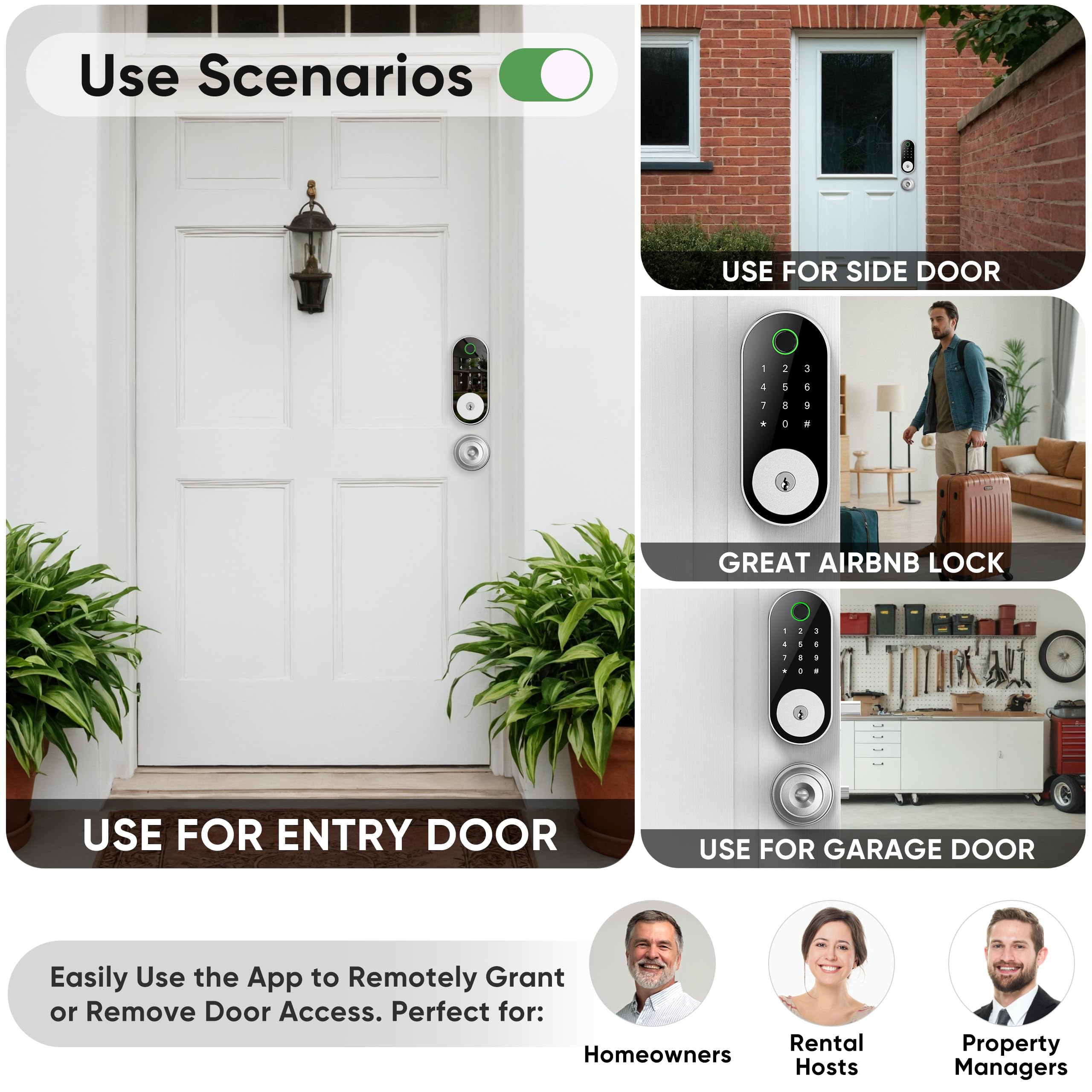 Dermum Smart Door-Lock Keyless-Entry Keypad Deadbolt: Electronic Door Lock With Code Passcode, Fingerprint Lock For Front Door (Silver)