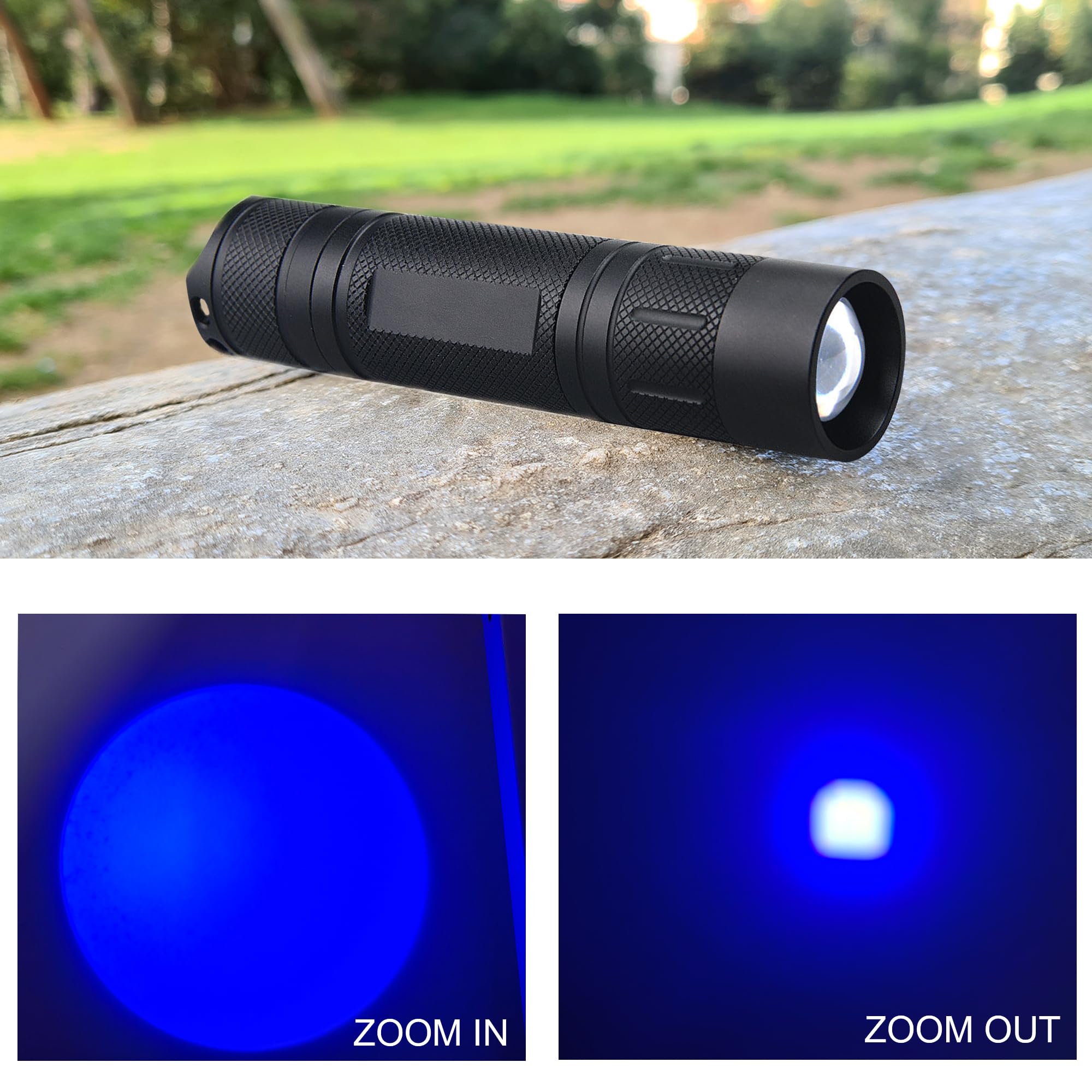Zyunmall Blue Light Flashlight Single Mode Zoomable Blue Led Flashlights For Night Hunting, Fishing