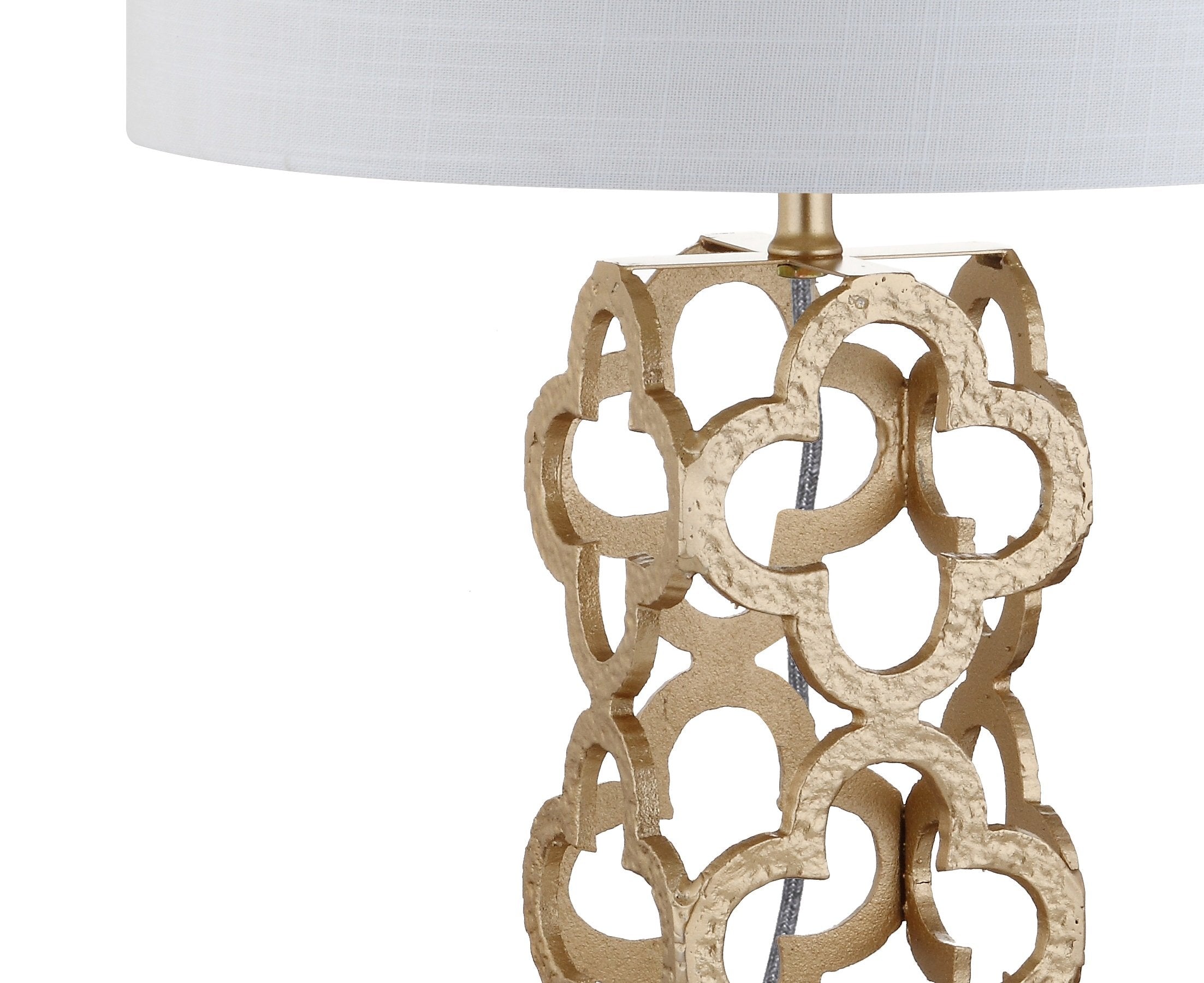 Jonathan Y Jyl1090A Oliver 26.5" Metal Quatrefoil Led Table Lamp Contemporary Glam Bedside Desk Nightstand Lamp For Bedroom Living Room Office College Bookcase Led Bulb Included, Gold