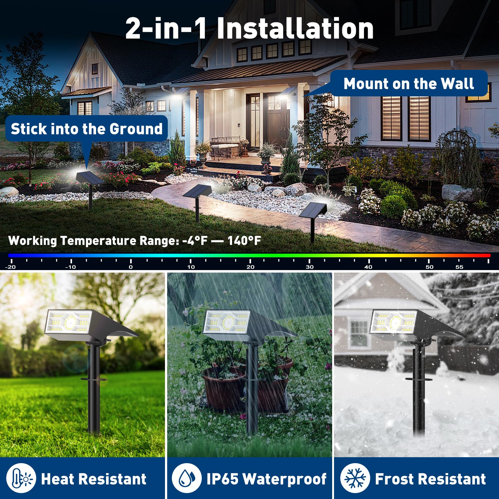 Katipeal Solar Spot Lights Outdoor,10 Pack Outdoor Solar Lights For Yard, 4 Lighting Modes Solar Landscape Spotlights Waterproof For Garden Pathway (Cool White)