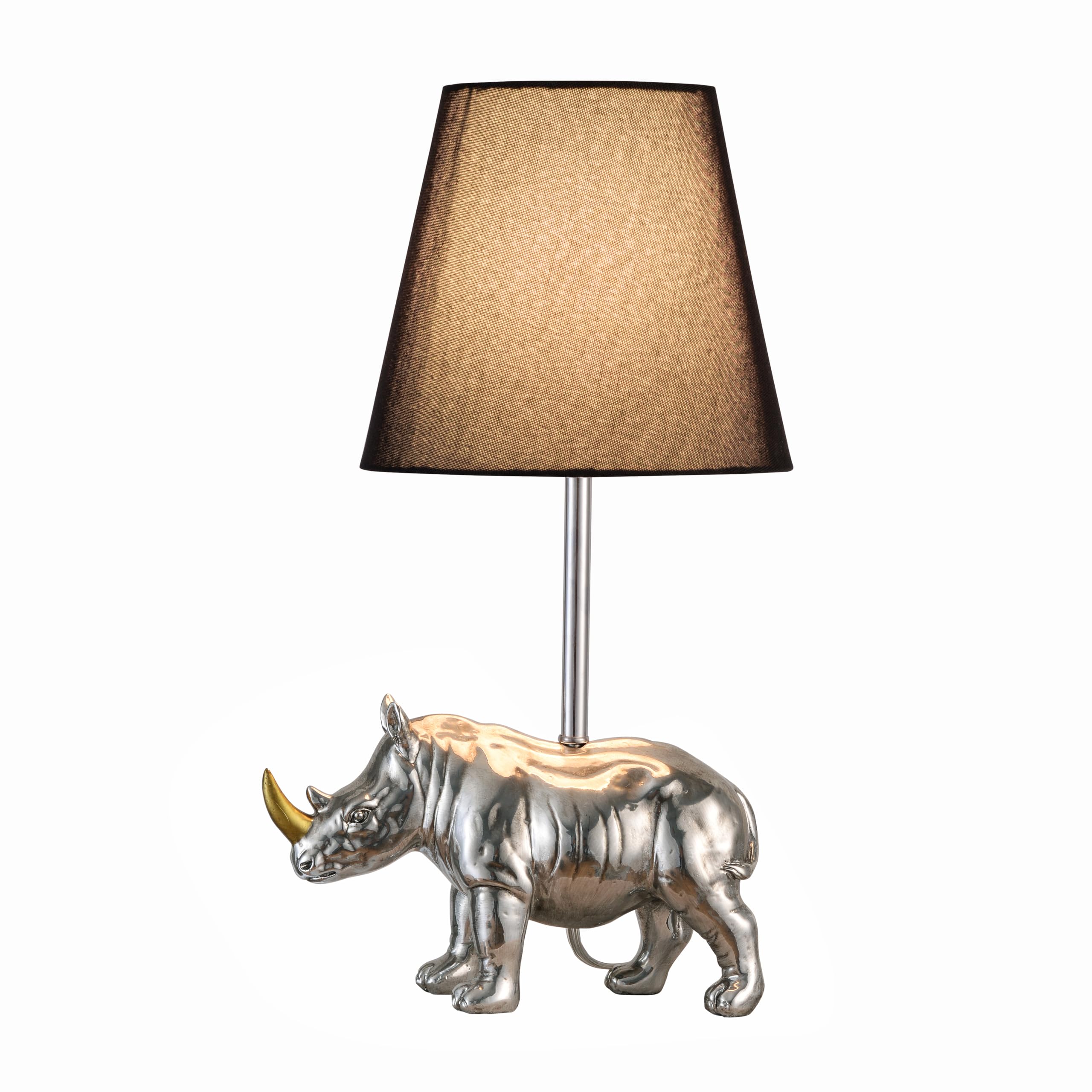 Jjdqb 3-Way Dimmable Bedside Table Lamp With Usb C & A Charging Ports – Rhino Statue Nightstand Desk Lamp With Linen Shade For Bedroom, Living Room, Office And Dorm Lighting, Rj-24266