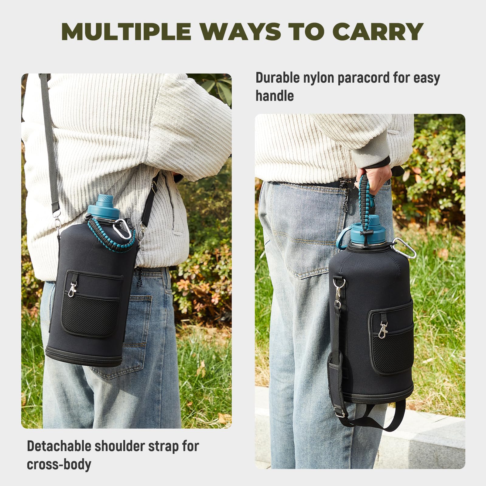 Coktik 128 Oz Insulated Water Bottle, Triple Wall Stainless Steel Flask, Keeps Drinks Cold For 48 H