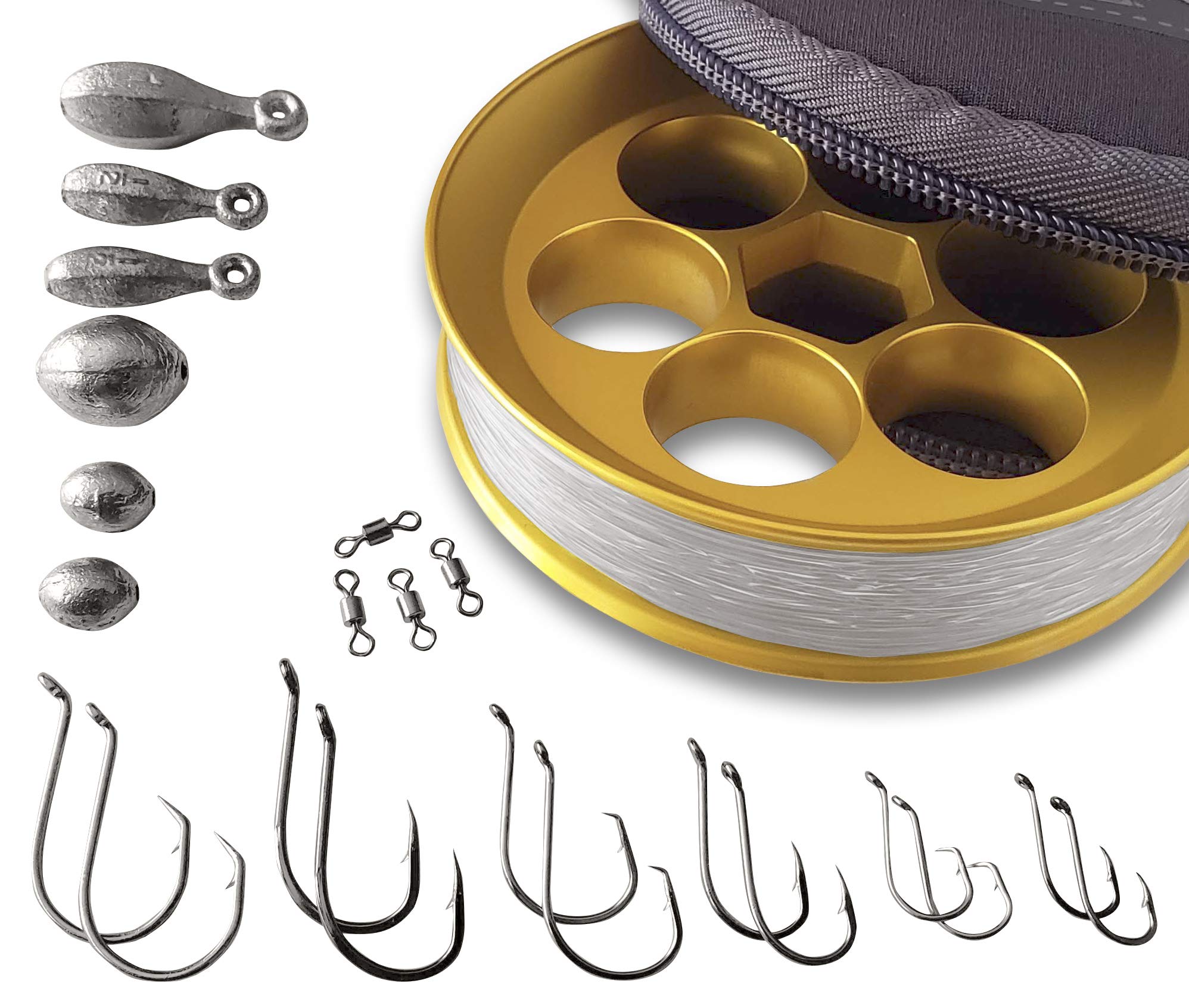 Yoyito Aluminum Hand Line Reel Pocket/Travel Fishing Kit (30 Lb Clear Line)