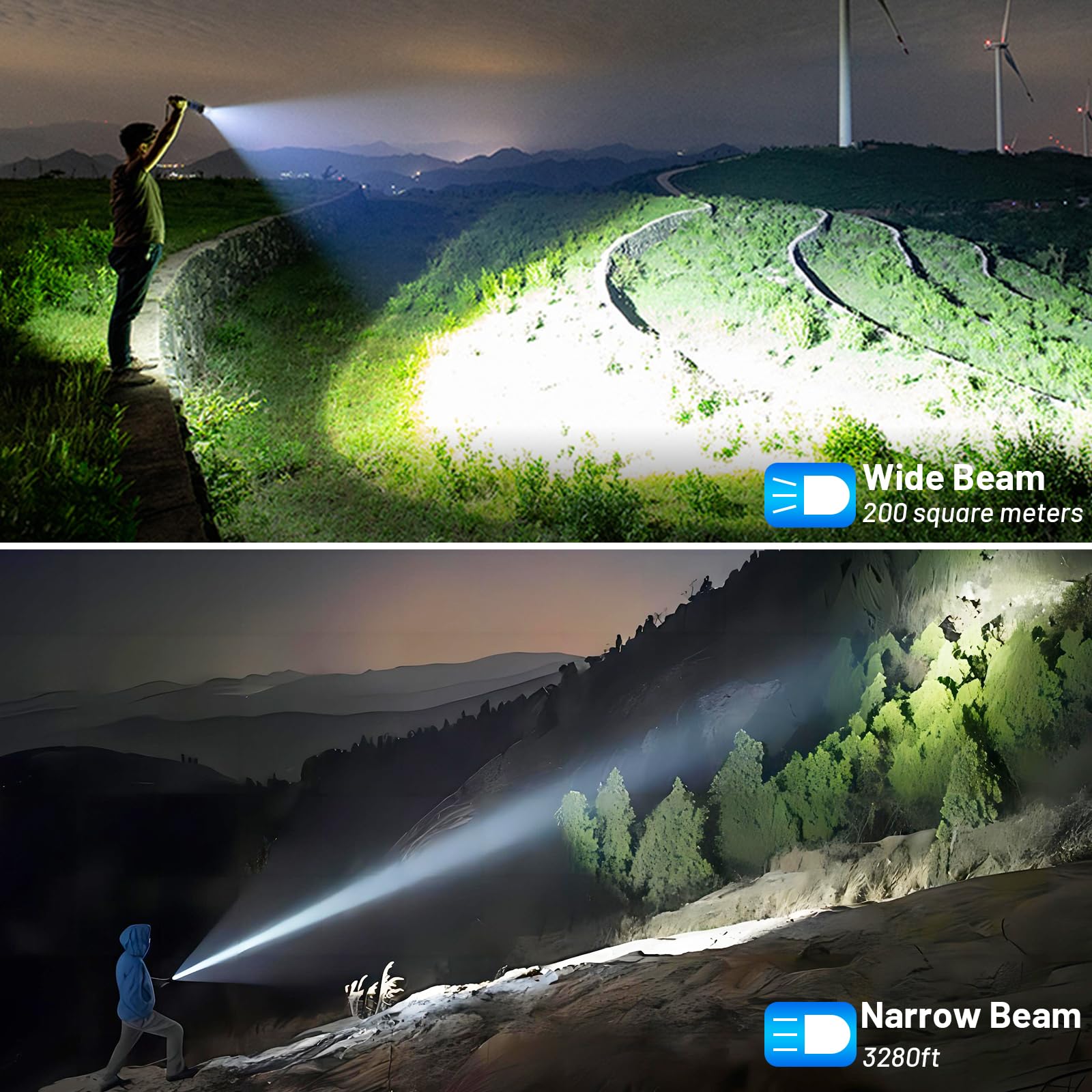 Cinlinso Rechargeable Led Flashlights High Lumens, 990,000 Lumens Super Bright Flash Light With 10000 Mah Βattery & 7 Modes, Powerful Handheld Waterproof Flashlights For Home Camping Emergencies