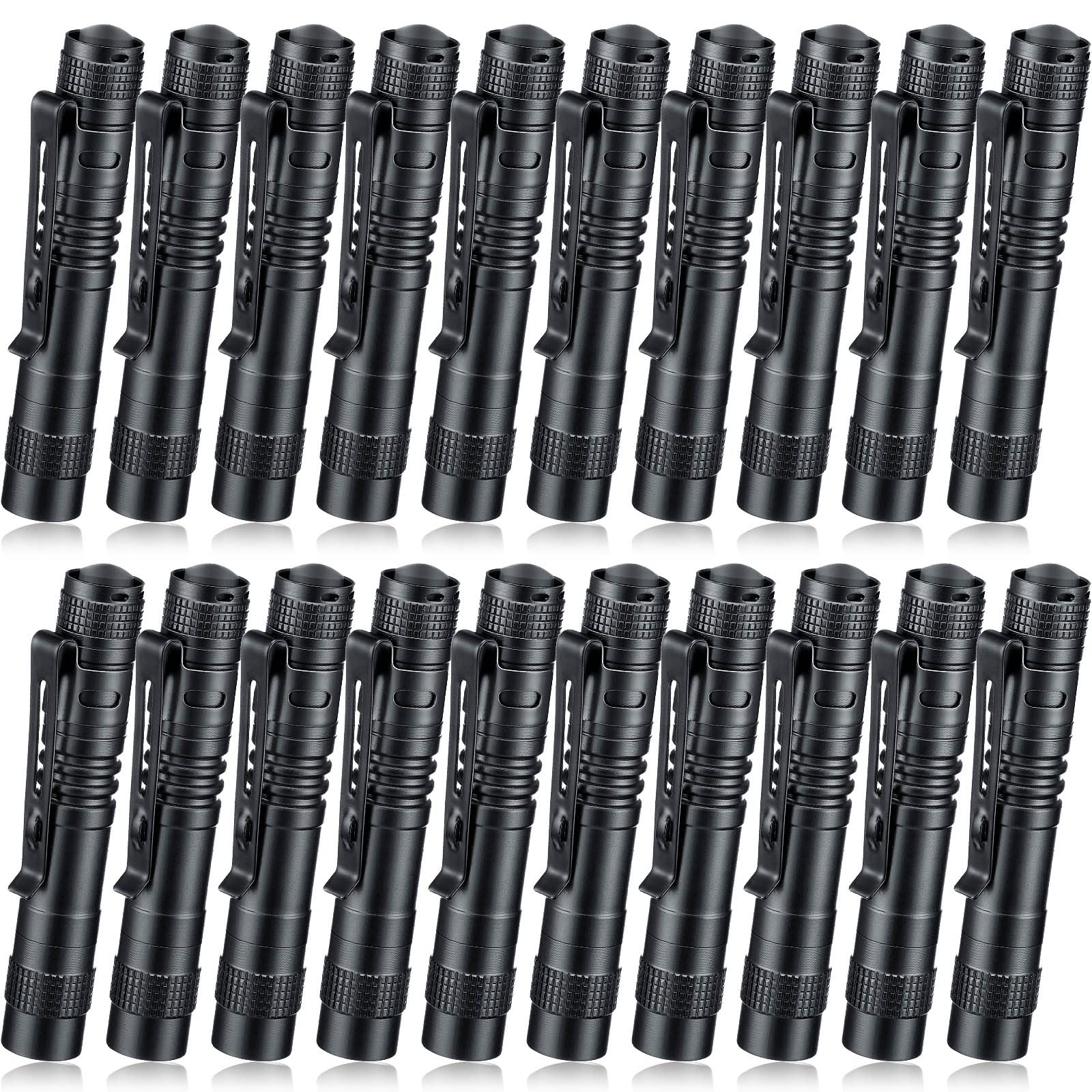 Hortsun 20 Pcs Mini Pen Light Flashlights Pocket Flashlights Pen With Clip Small Led Handheld Slim Torches For Christmas Without Battery(Black, 3.54 Inch)