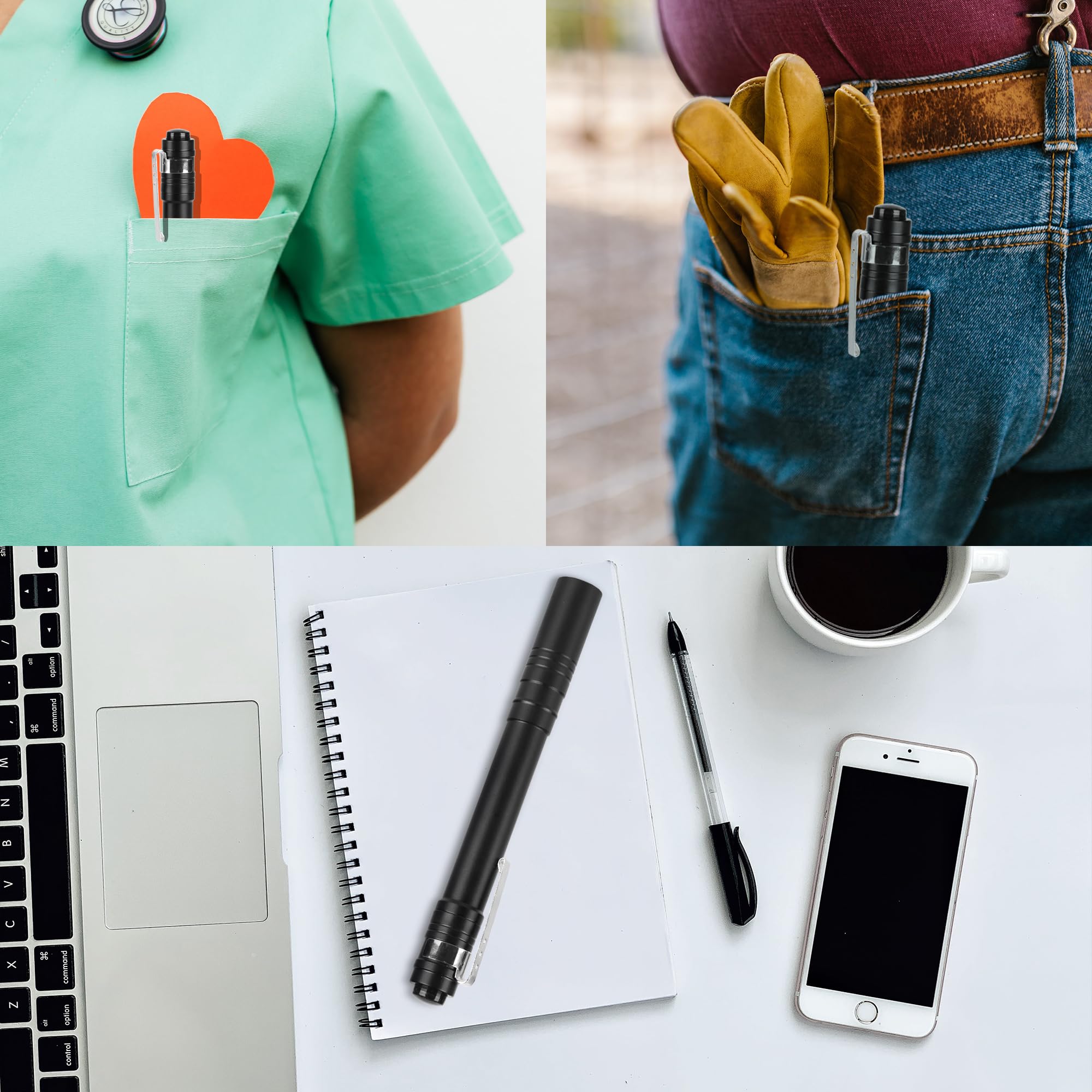 Bonashi Led Mini Pen Flashlights, Lightweight, Pocket Flashlight Powered By 2Aaa Battery With Clip, 2 Pack For Work, Emergency (Battery Included)