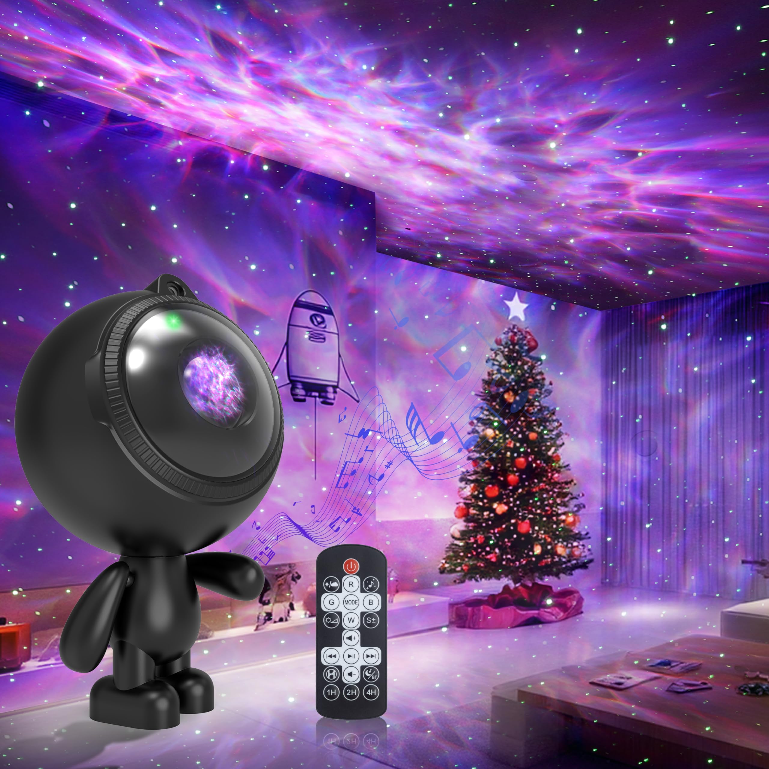 Airivo Astronaut Galaxy Projector, Star Lights For Bedroom, Star Projector Night Light For Kids, Bluetooth Speaker Ceiling Projector, Room Decor For Adults, Teens, Christmas